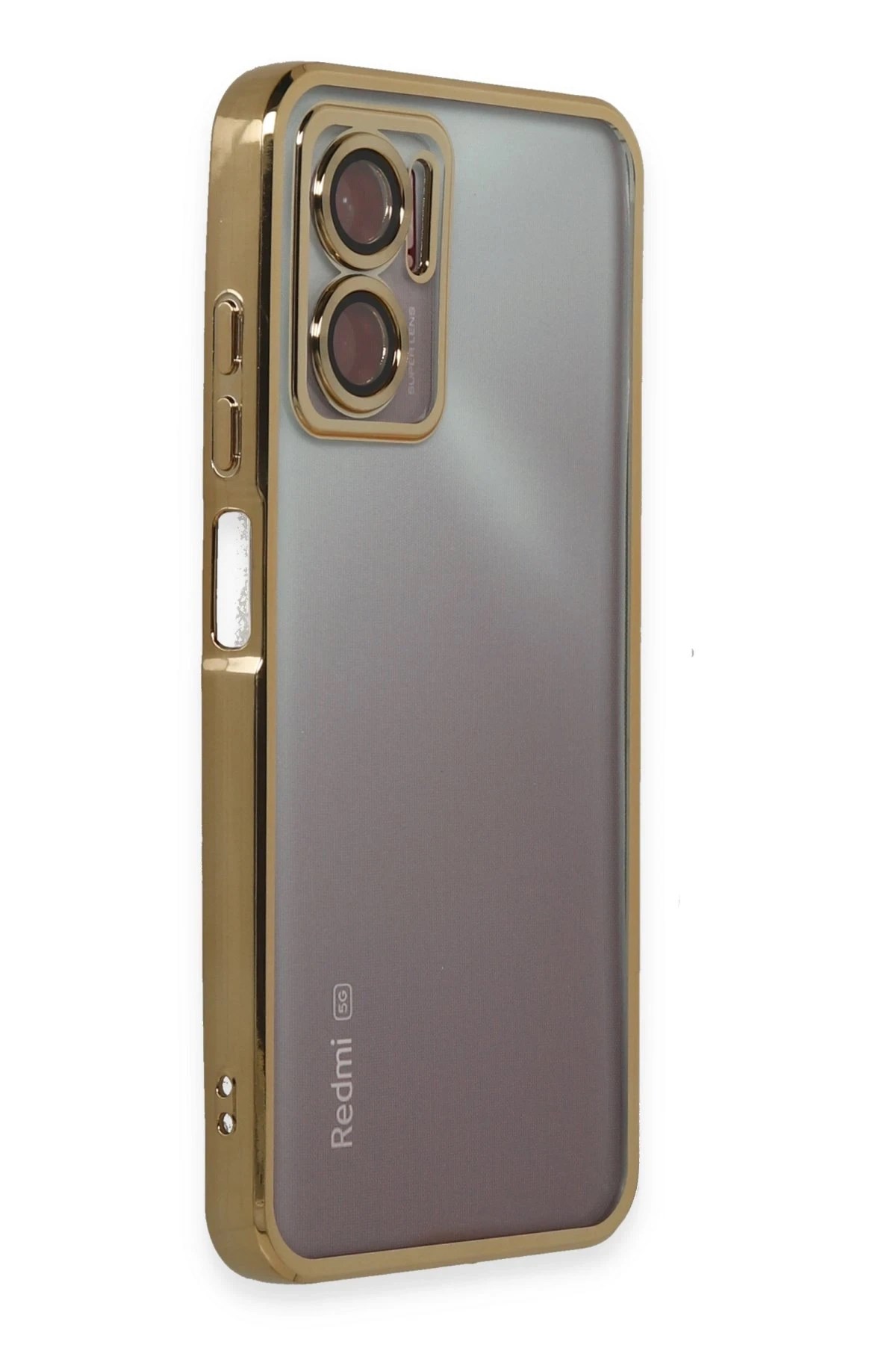 Mey İthalat®   Redmi Note 11E Kılıf  Lensli Silikon - Gold