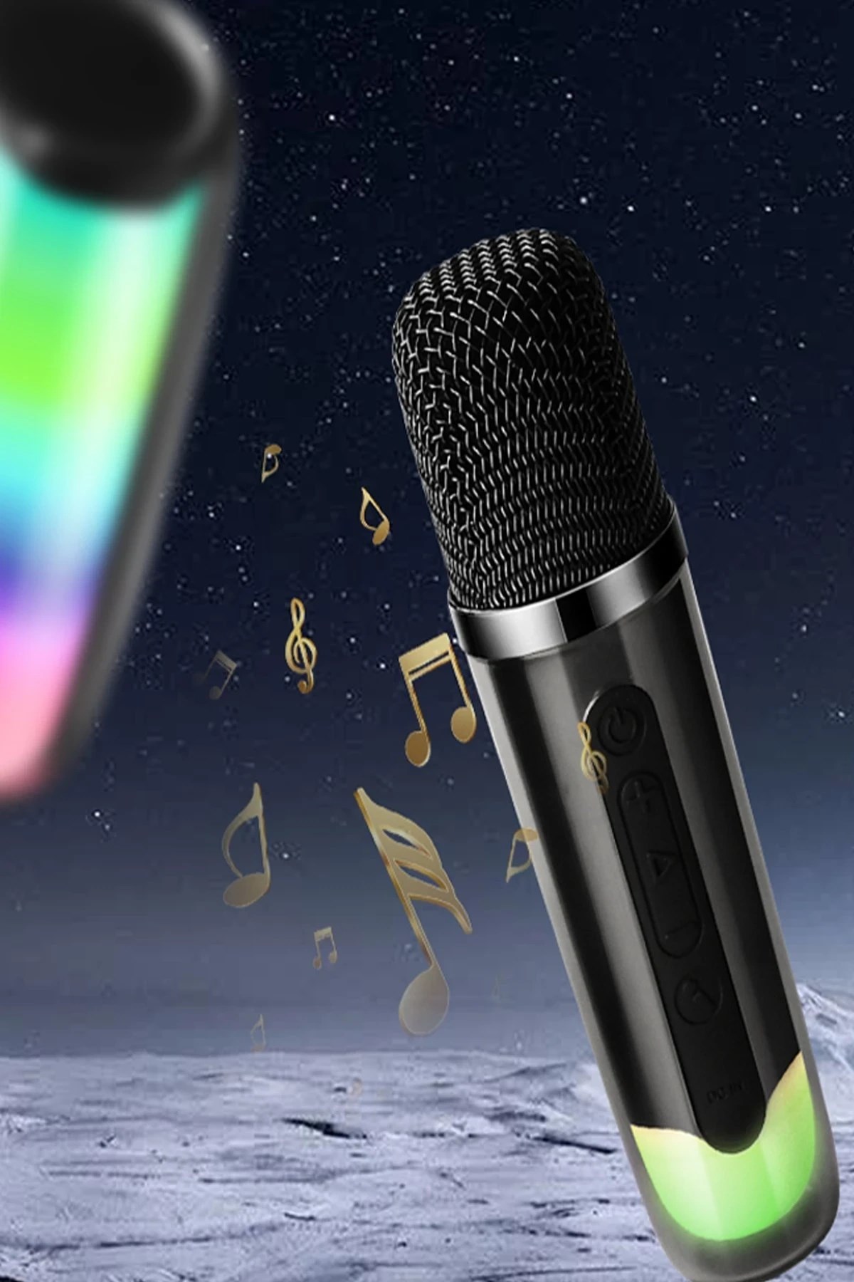 Mey İthalat®  Pluse 7 Mikrofonlu RGB Kablosuz Hoparlör - Beyaz