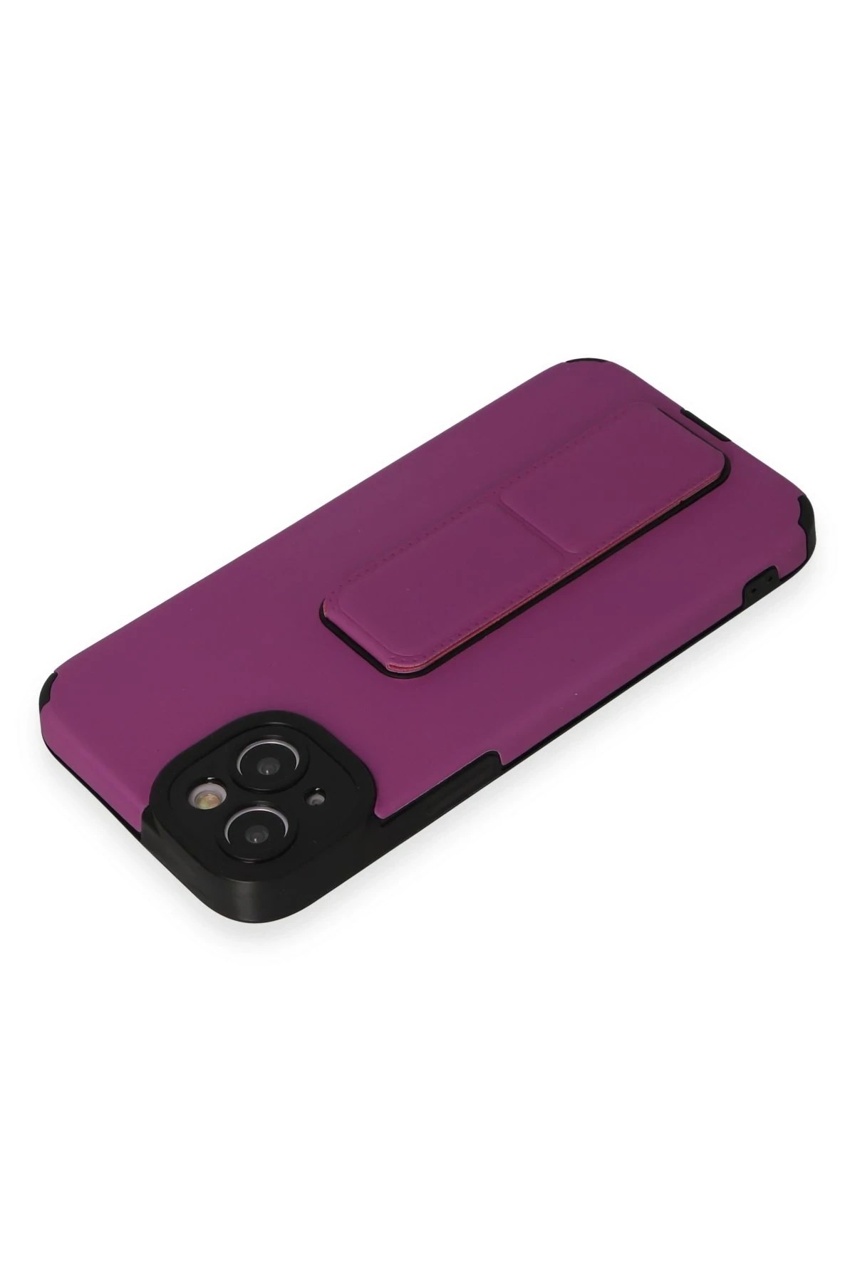 Mey İthalat®  iPhone 14 Plus Kılıf Mega Standlı Silikon - Mor