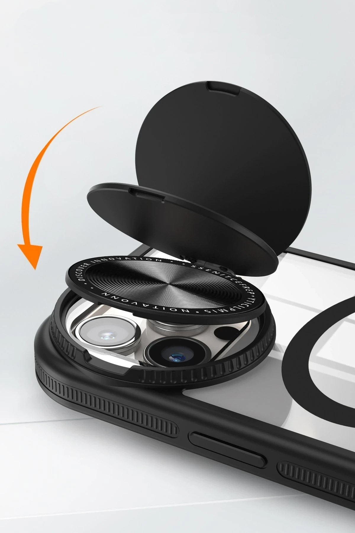 Mey İthalat®  iPhone 15 Pro Max Kılıf Teleskop Lens Magsafe Silikon Kapak - Siyah