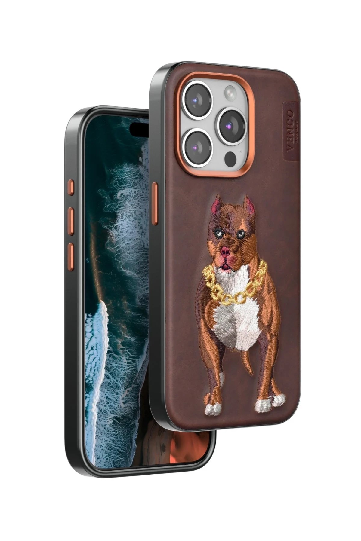 Mey İthalat®  iPhone 14 Pro Max Perma Desenli Kapak - Kahverengi