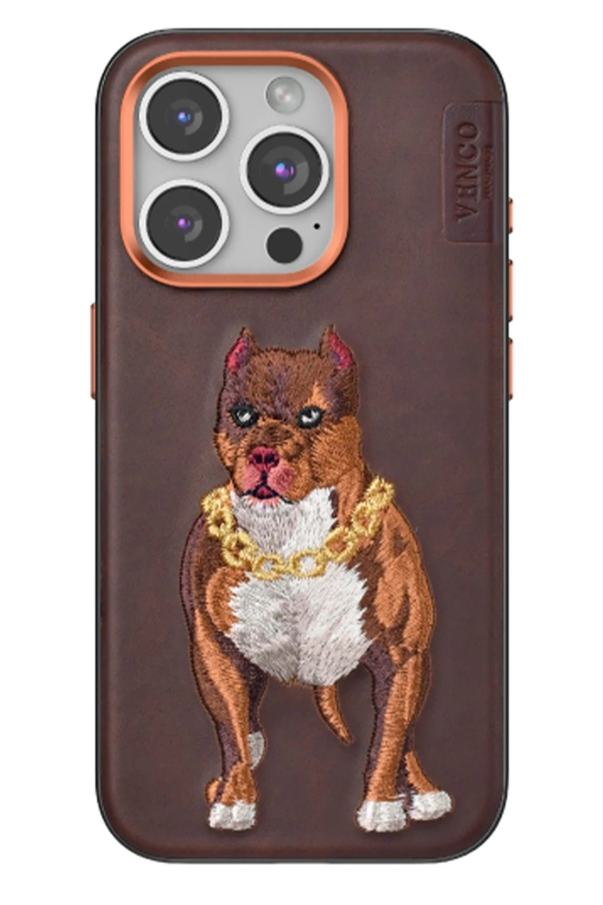 Mey İthalat®  iPhone 15 Pro Perma Desenli Kapak - Kahverengi