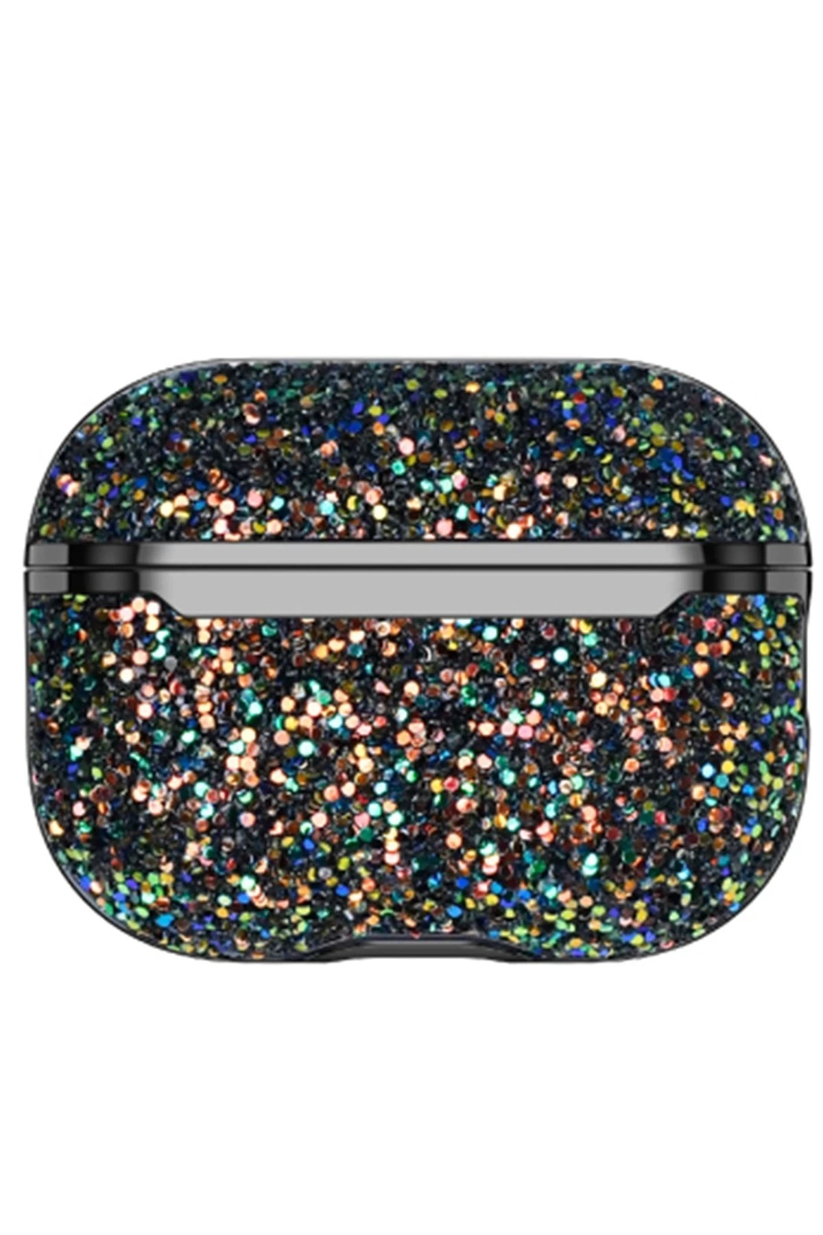 Mey İthalat®  Airpods Pro 2 (2.nesil) Bright Simli Airpods Kapak - Siyah