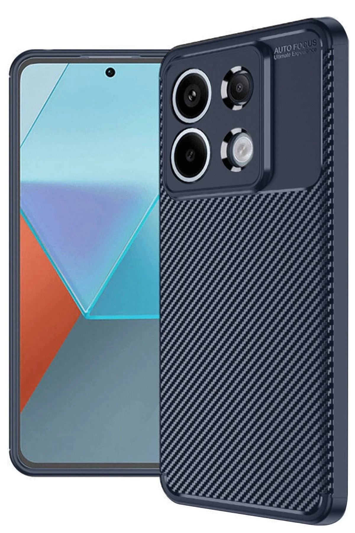 Mey İthalat®   Redmi Note 13 Pro 4G Kılıf Auto Focus Karbon Kapak - Lacivert