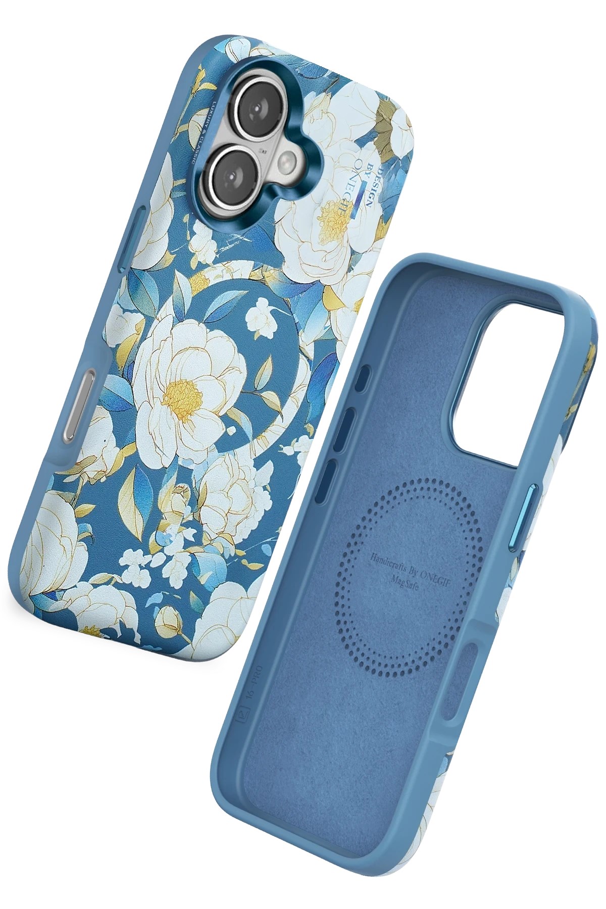 Mey İthalat®  iPhone 16 Flower Series Magsafe Kapak - Mavi