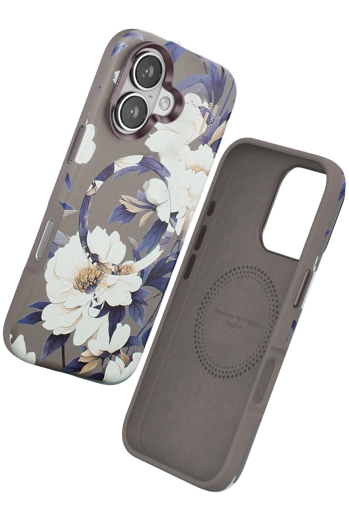 Mey İthalat®  iPhone 16 Flower Series Magsafe Kapak - Gri