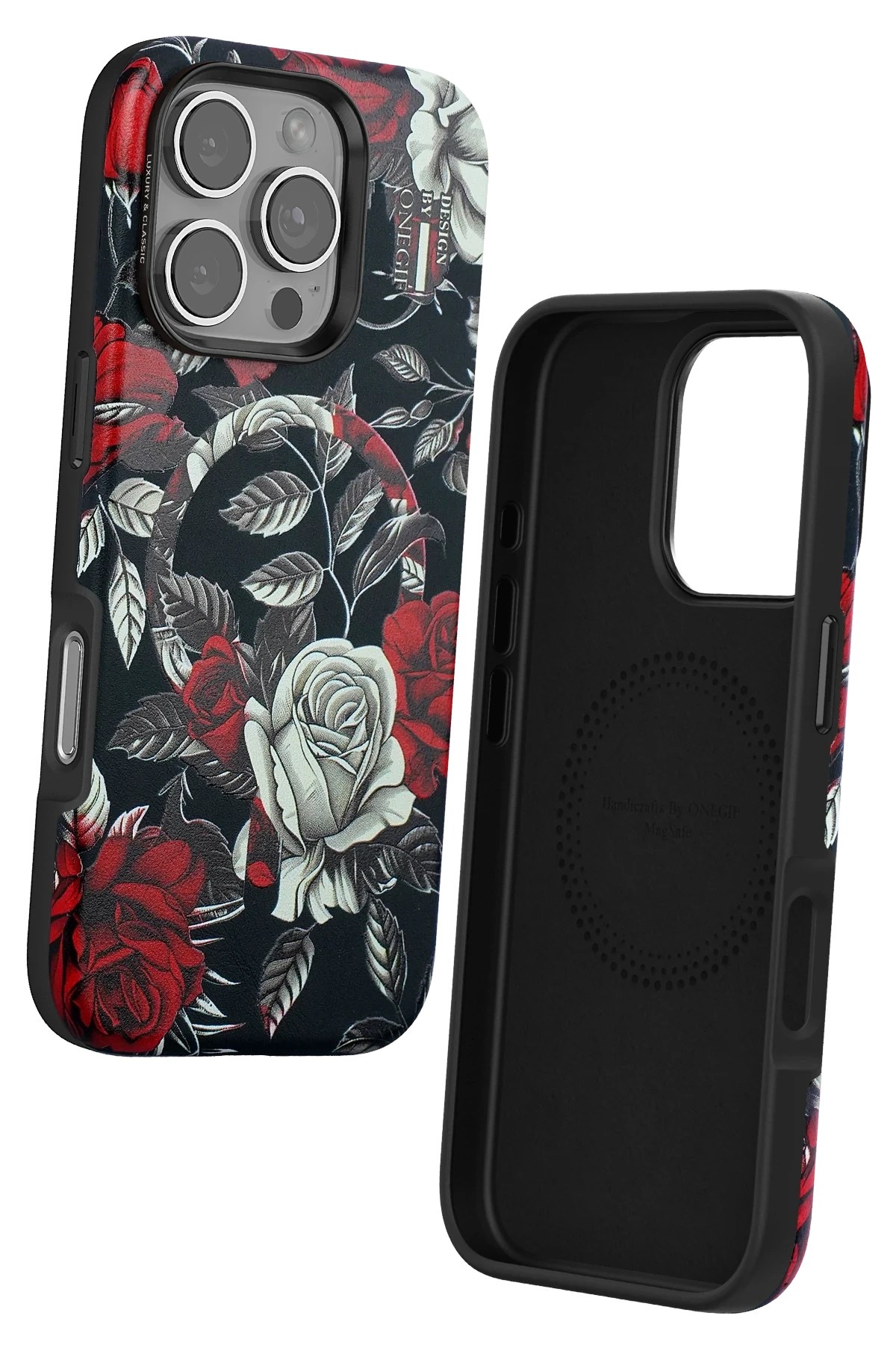 Mey İthalat®  iPhone 16 Pro Flower Series Magsafe Kapak - Siyah