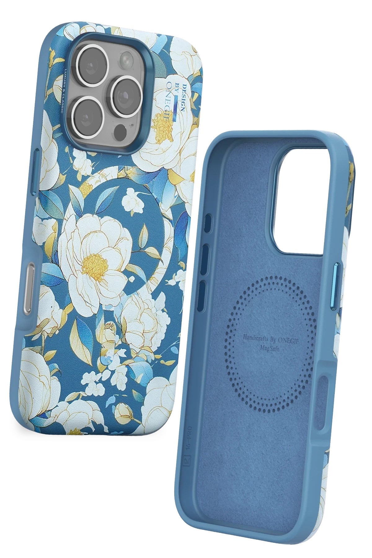 Mey İthalat®  iPhone 16 Pro Flower Series Magsafe Kapak - Mavi