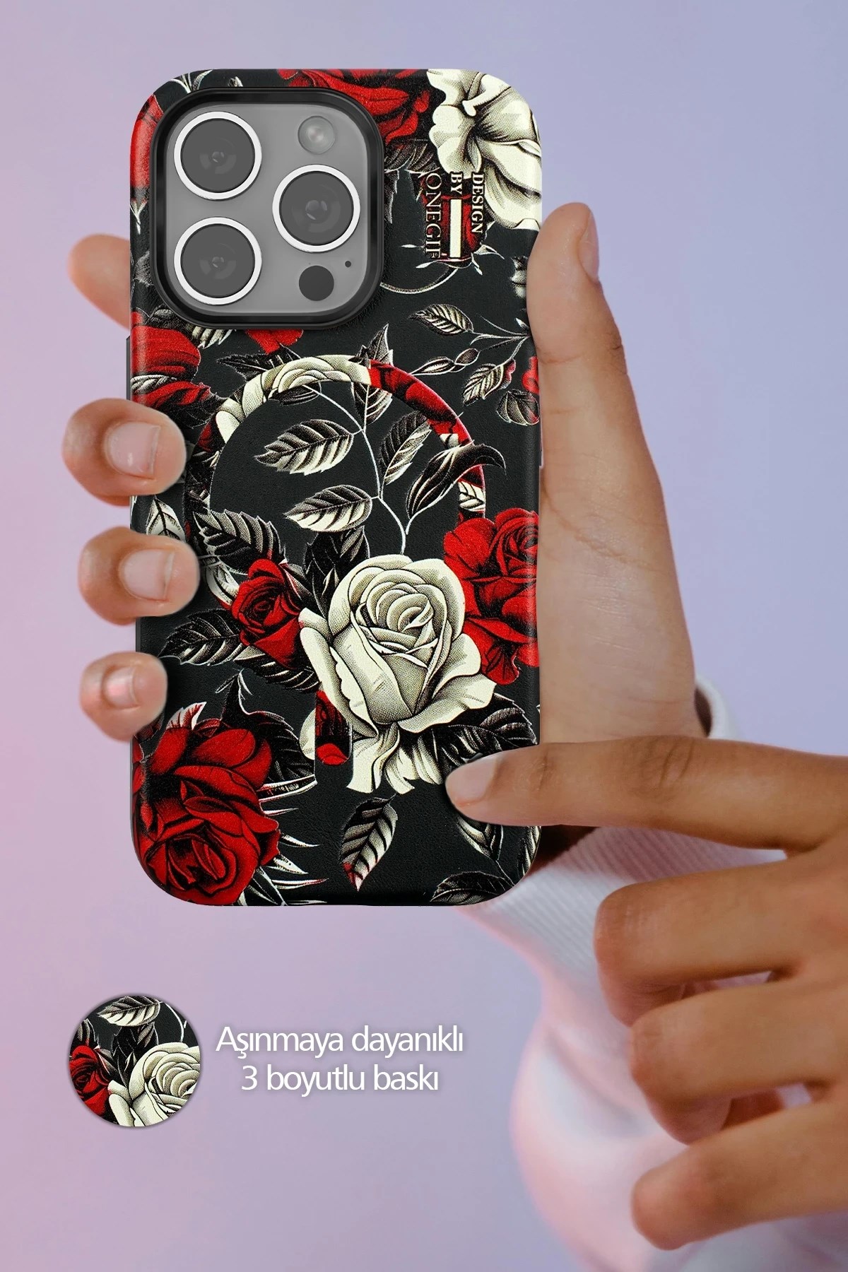 Mey İthalat®  iPhone 16 Pro Flower Series Magsafe Kapak - Mavi