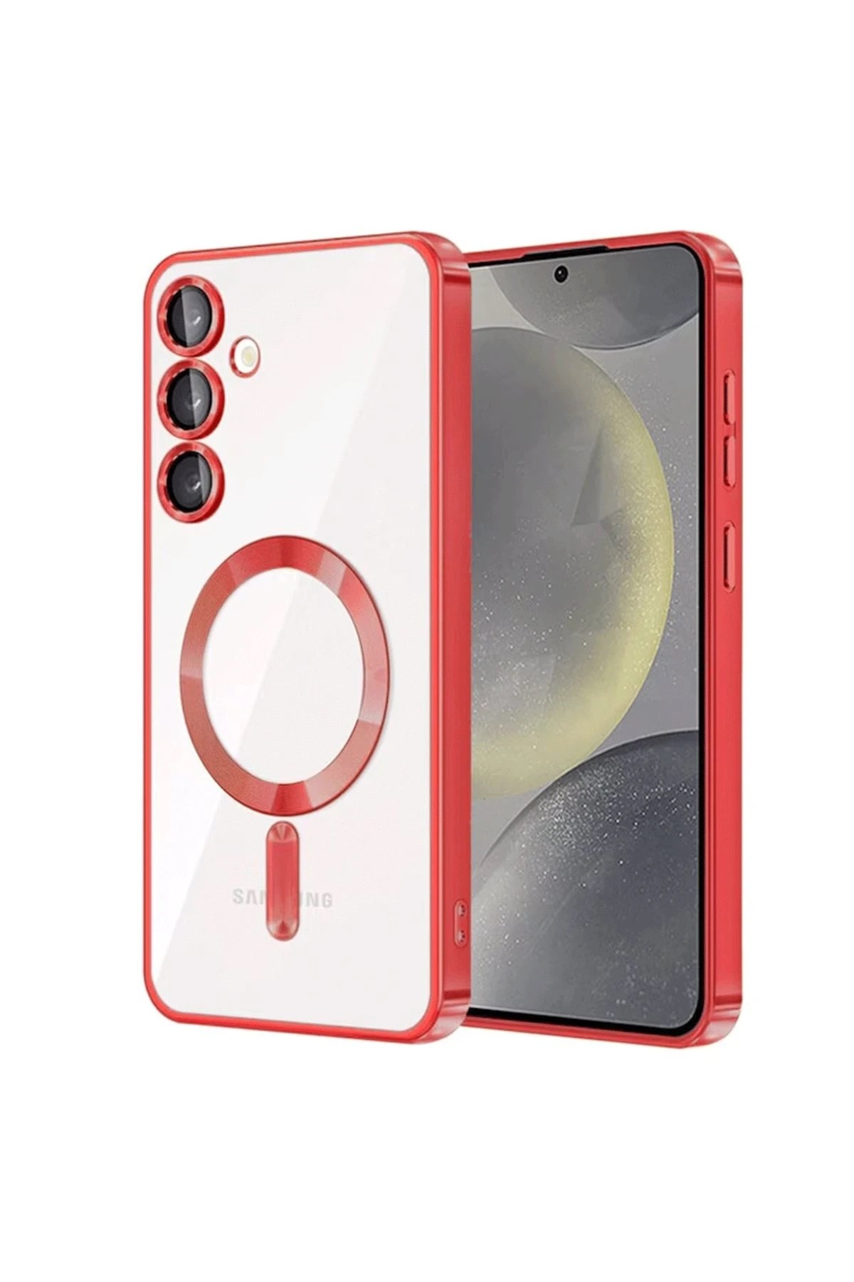 Mey İthalat®  Samsung Galaxy S24 Kılıf Kross Magneticsafe Kapak - Kırmızı