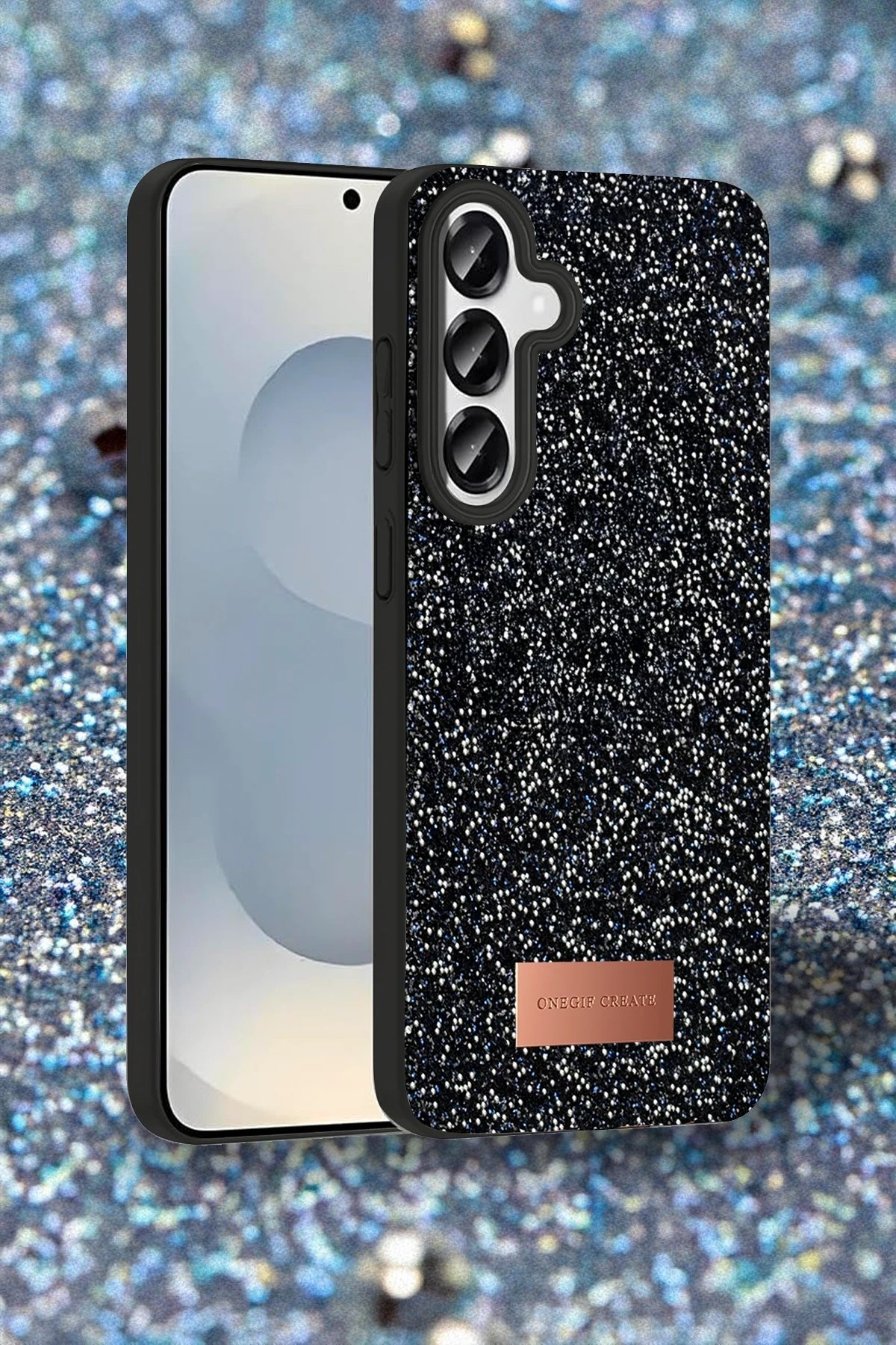 Mey İthalat®  Samsung Galaxy S25 Bright Simli Kapak - Derin Mor