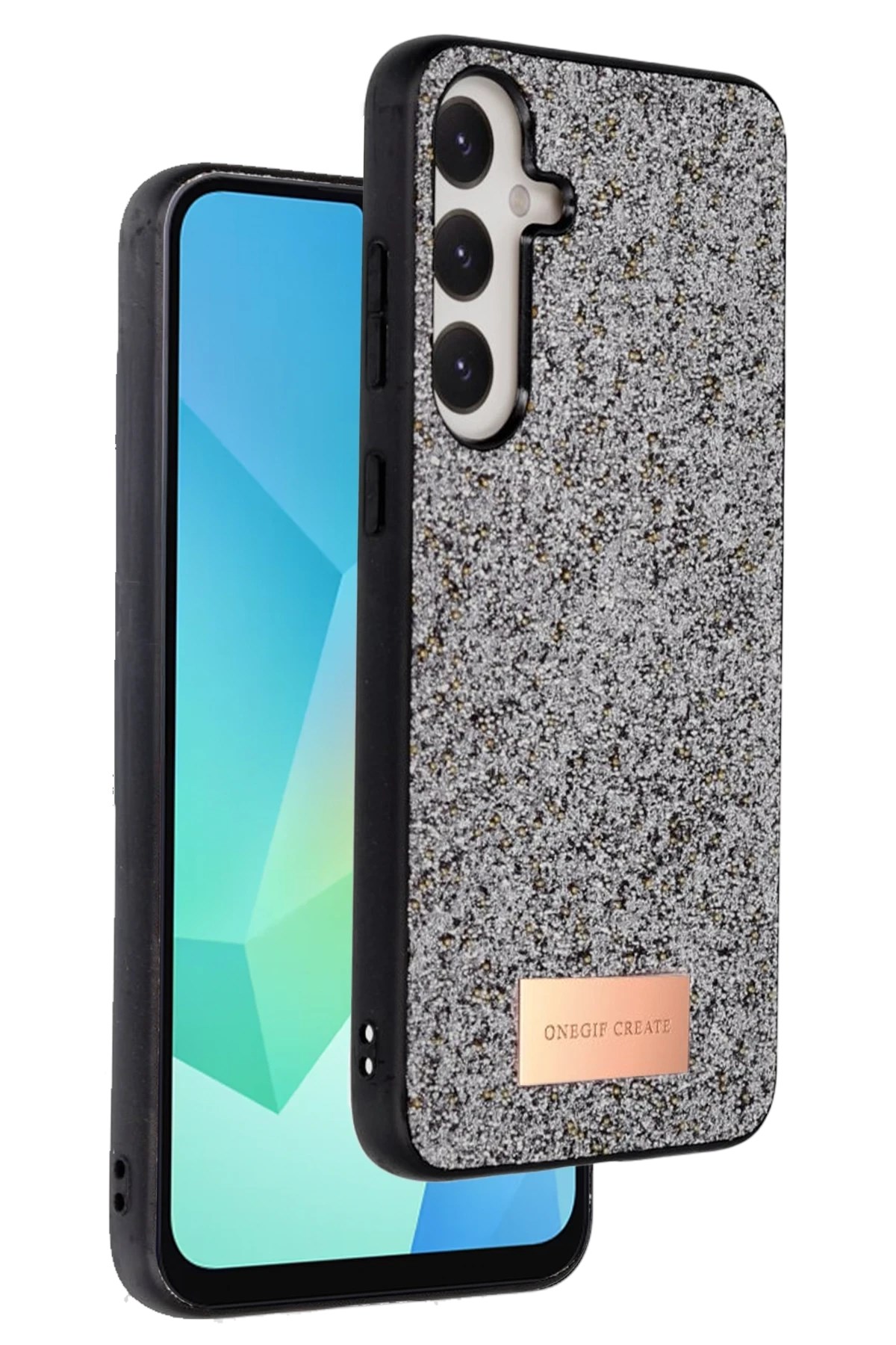 Mey İthalat®  Samsung Galaxy A36 Bright Simli Kapak - Gümüş