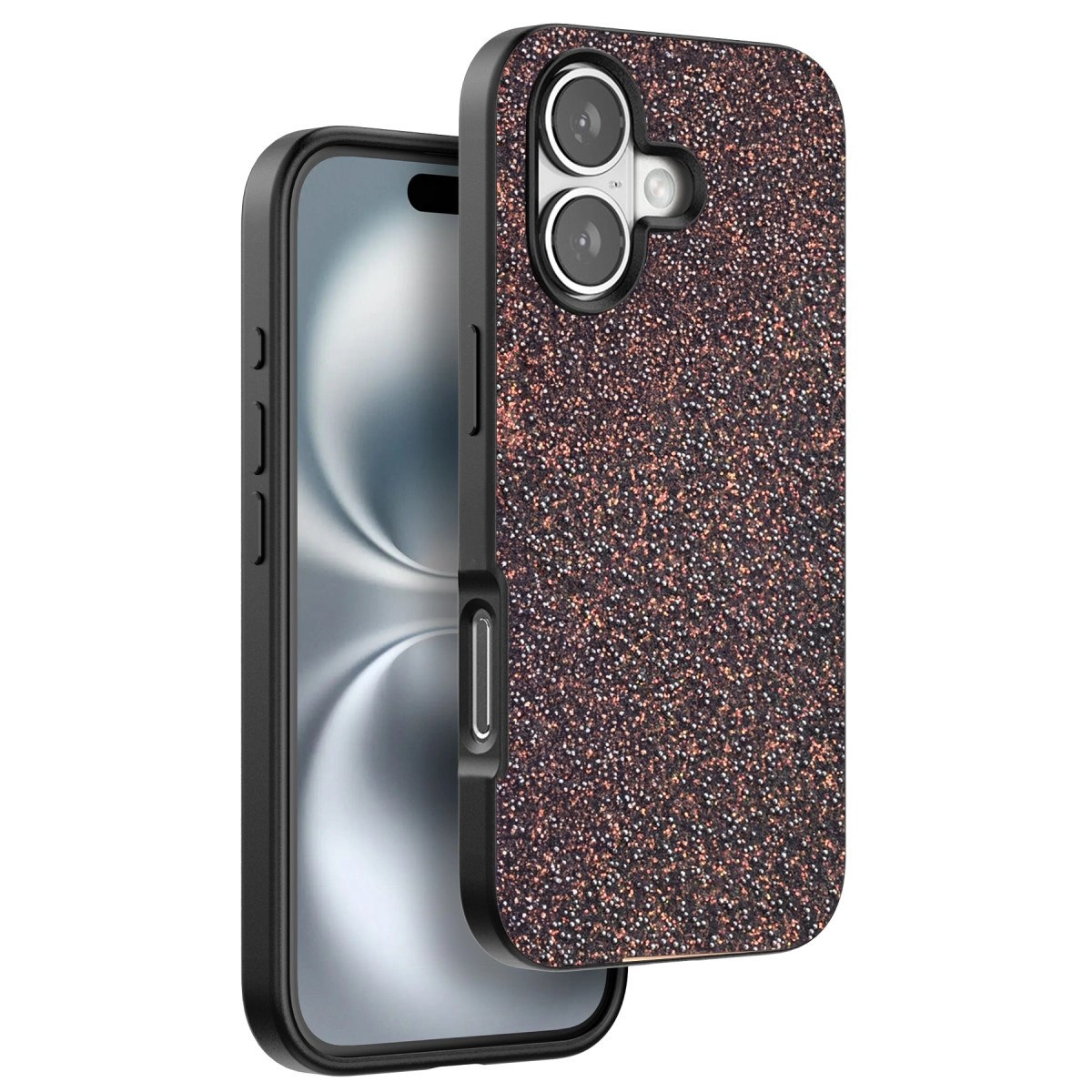 Mey İthalat®  iPhone 16 Plus Bright Simli Kapak - Derin Mor