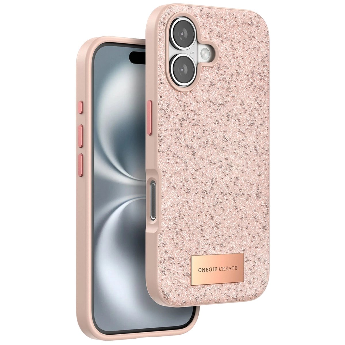 Mey İthalat®  iPhone 16 Plus Bright Simli Kapak - Pembe