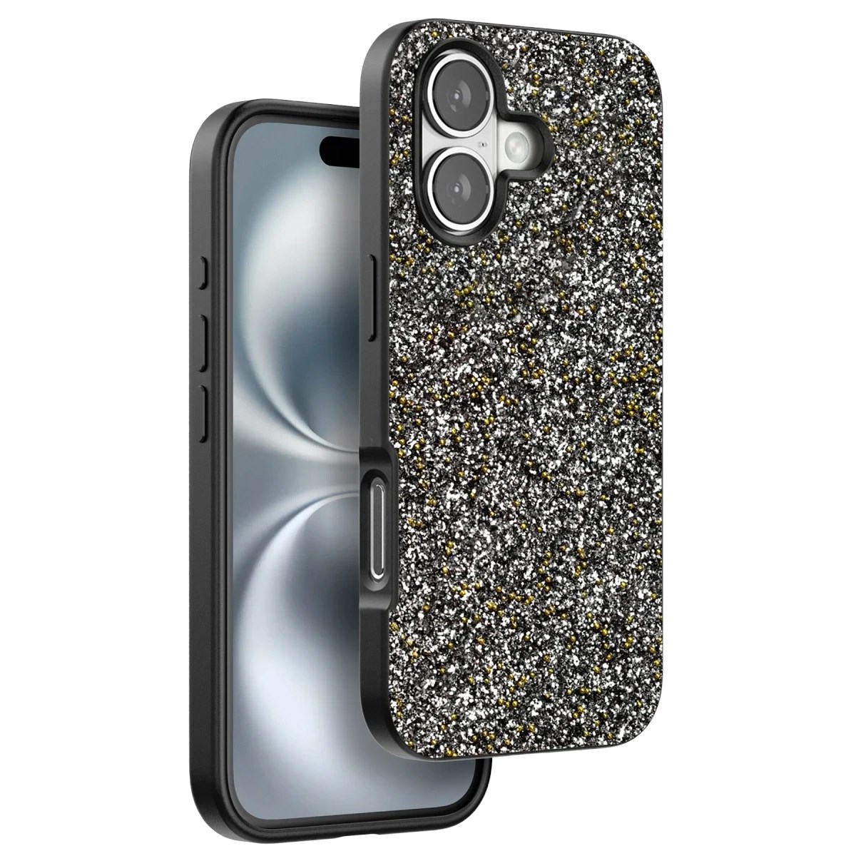 Mey İthalat®  iPhone 16 Plus Bright Simli Kapak - Gümüş