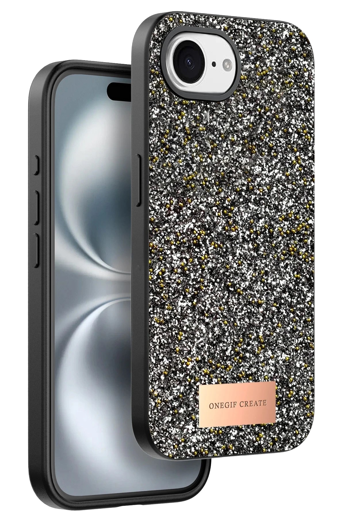 Mey İthalat®   iPhone 16E Bright Simli Kapak - Gümüş