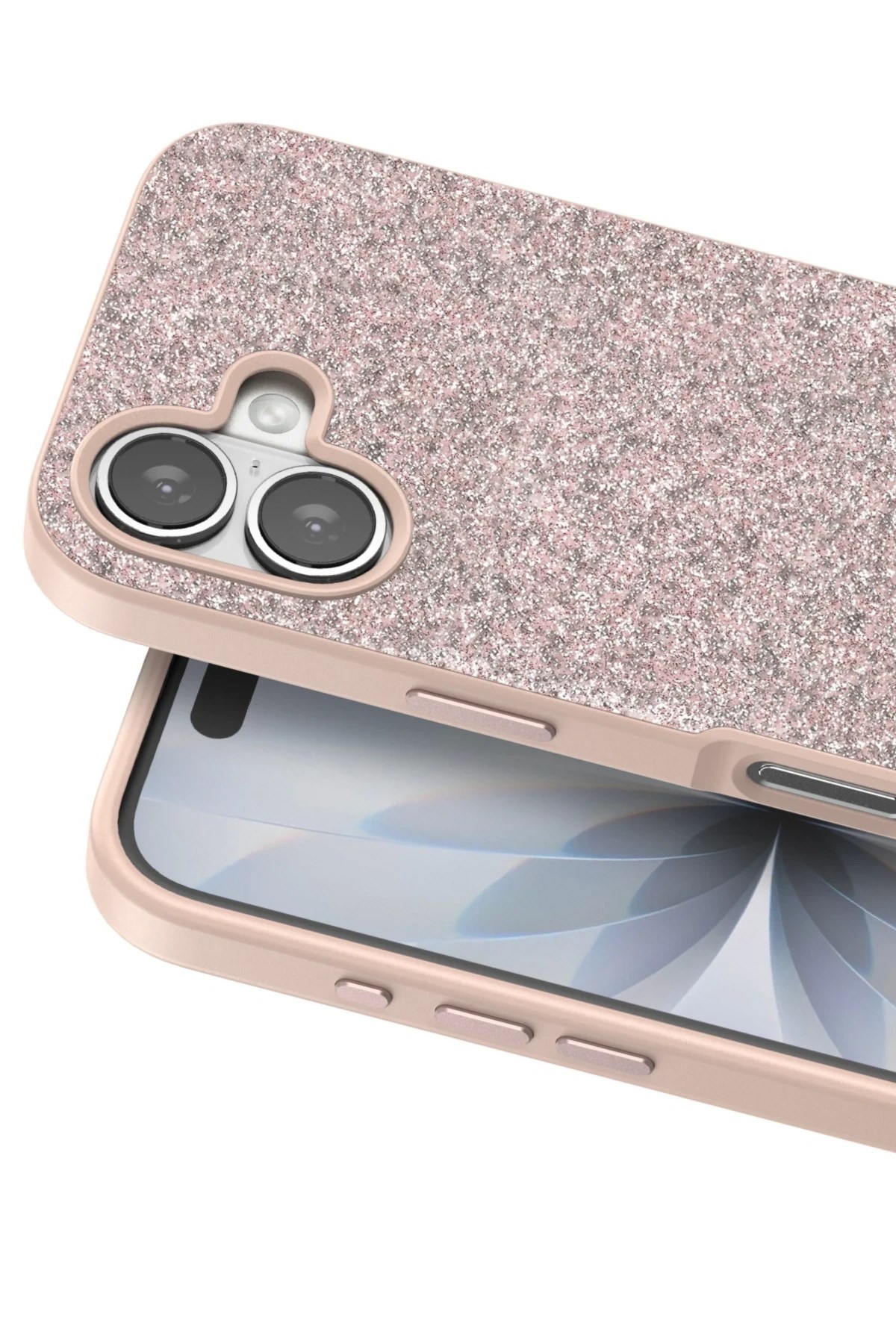 Mey İthalat®   iPhone 17 Bright Simli Kapak - Pembe
