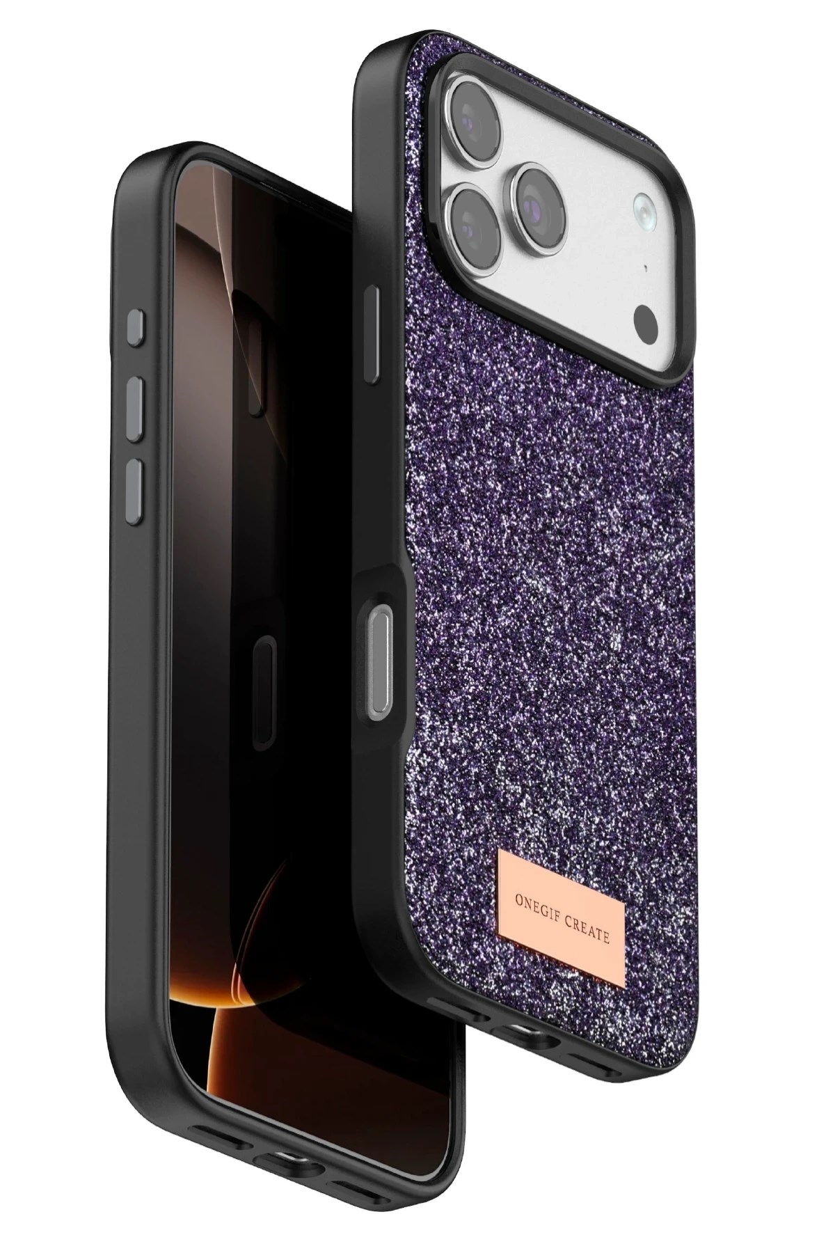 Mey İthalat®   iPhone 17 Pro Bright Simli Kapak - Derin Mor