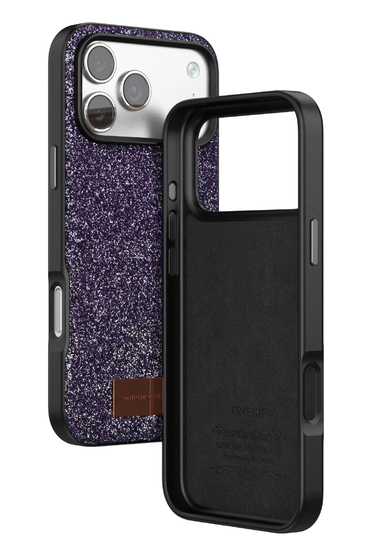 Mey İthalat®   iPhone 17 Pro Bright Simli Kapak - Derin Mor
