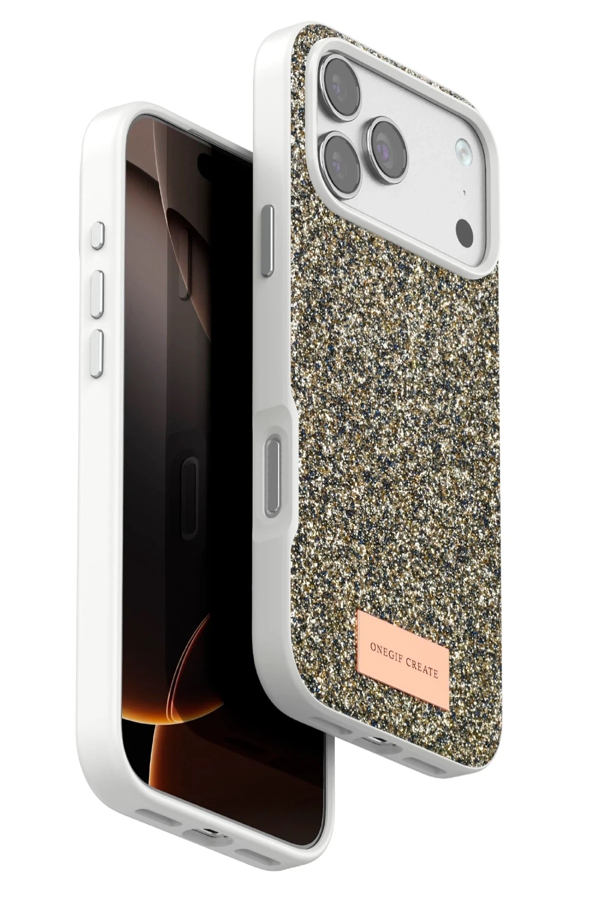 Mey İthalat®   iPhone 17 Pro Max Bright Simli Kapak - Çöl Titanyum