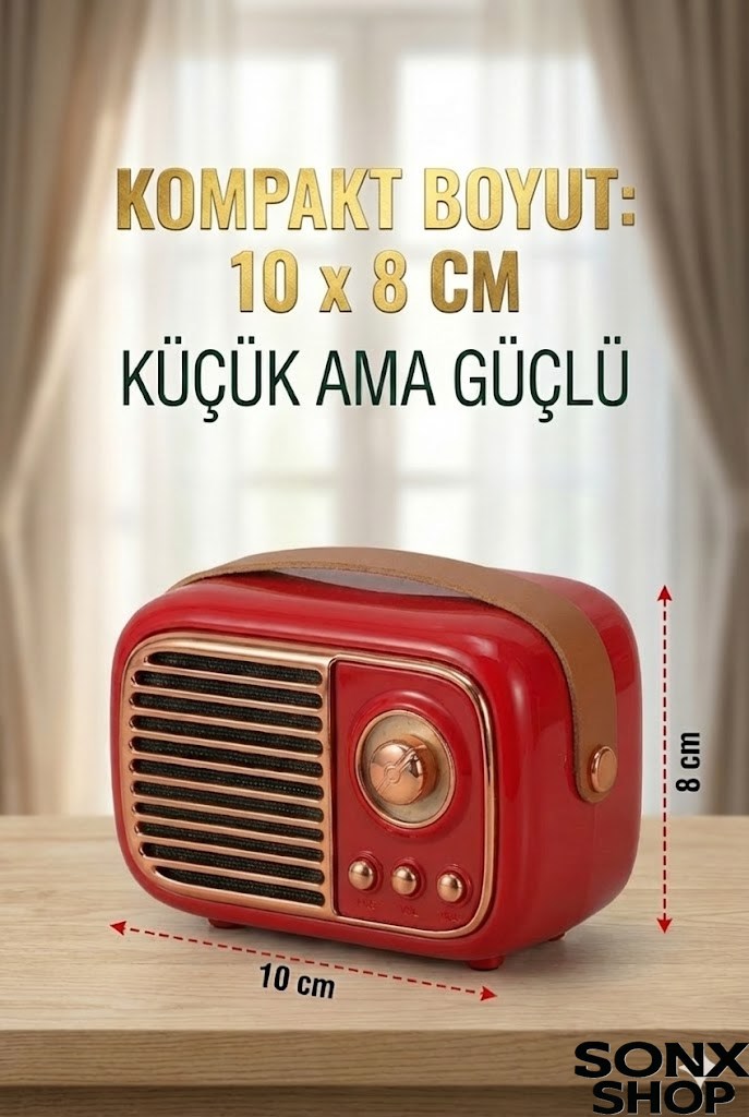 SONX Nostaljik Retro Bluetooth  - FM Radyo, USB ve Bluetooth Kablosuz Hoparlör