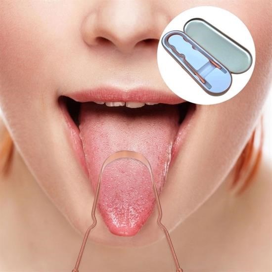 BUFFER® Bakır Oil Pulling Yağ Çekme Dil Plak Temizleme Aleti Dil Fırçası Sıyırıcı Dil Kaşığı