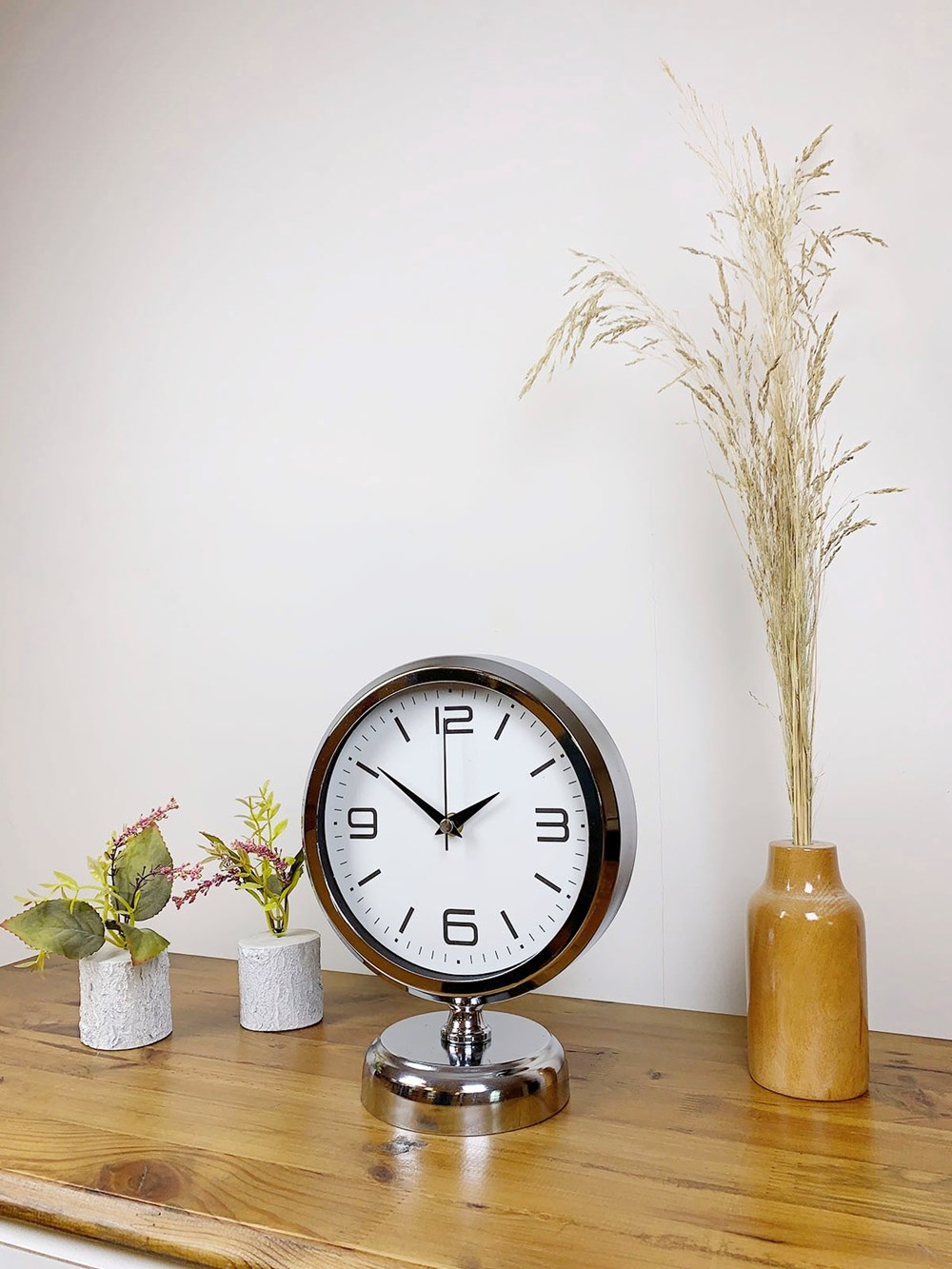Krom Metal Modern Masa Saati 25×20 cm