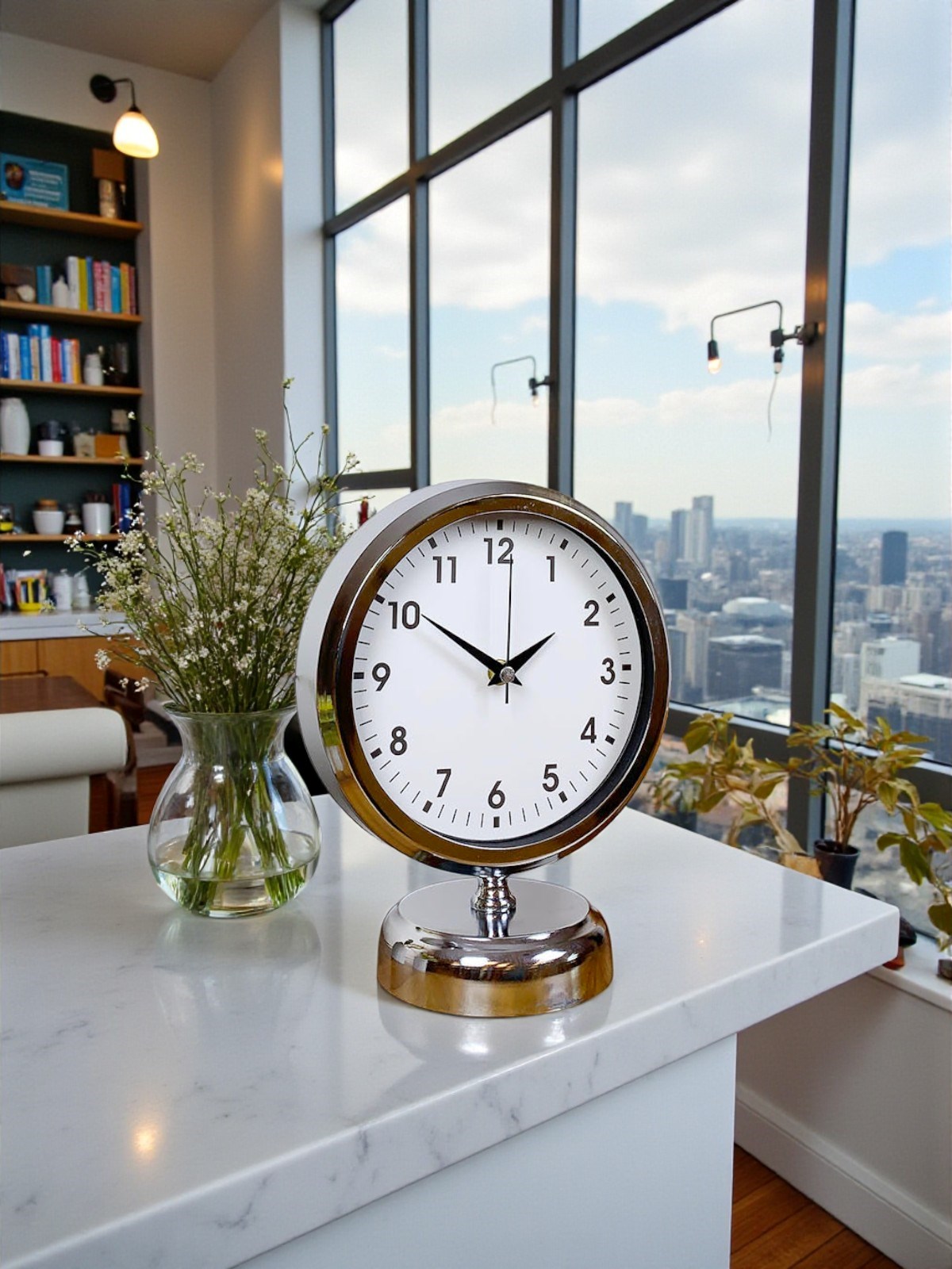 Noble Time 25 x 20 Cm Metal Krom Masa Saati
