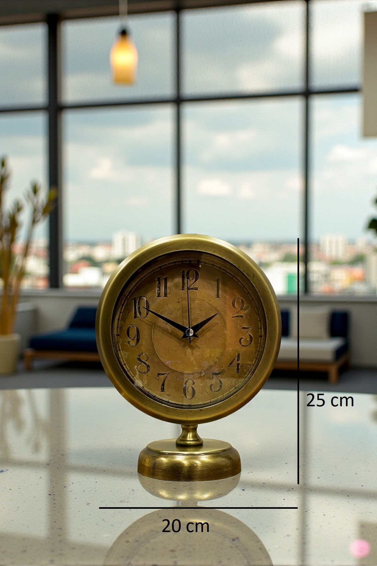 Retro Eskitme 25 x 20 Cm Metal Şık Masa Saati