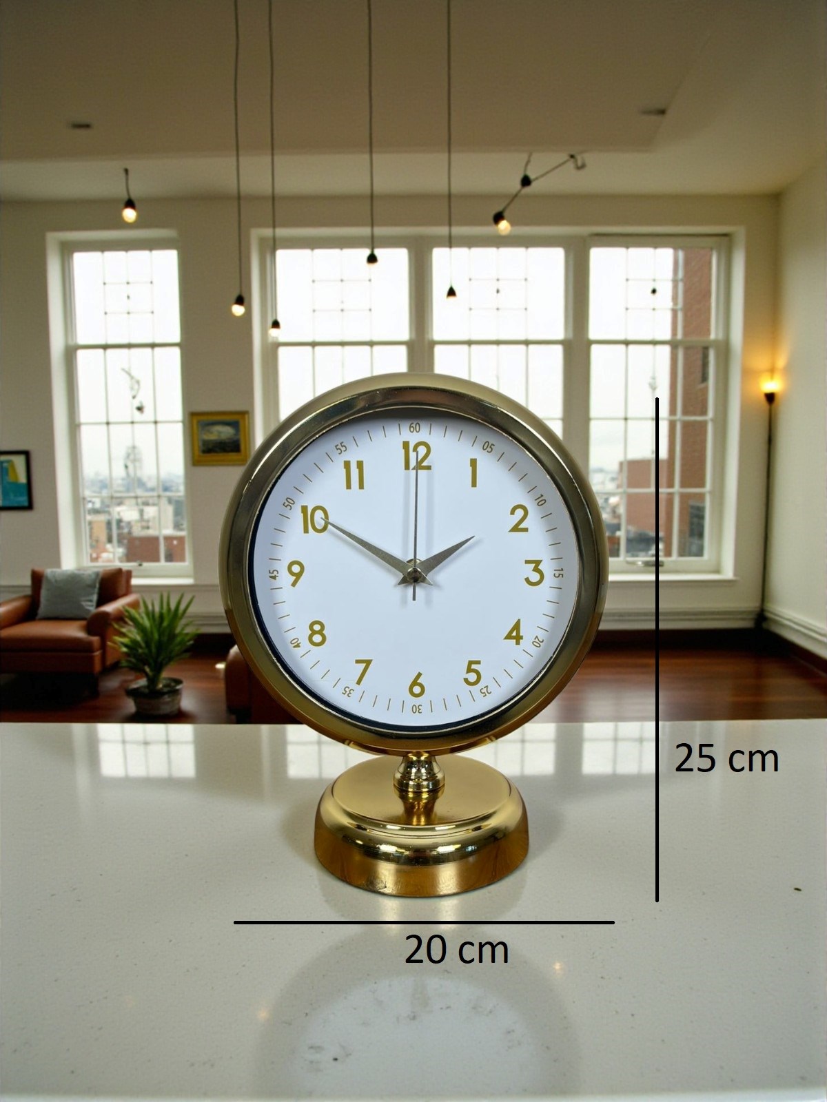 Aura Gold Modern 25 x 20 Cm Metal Masa Saati