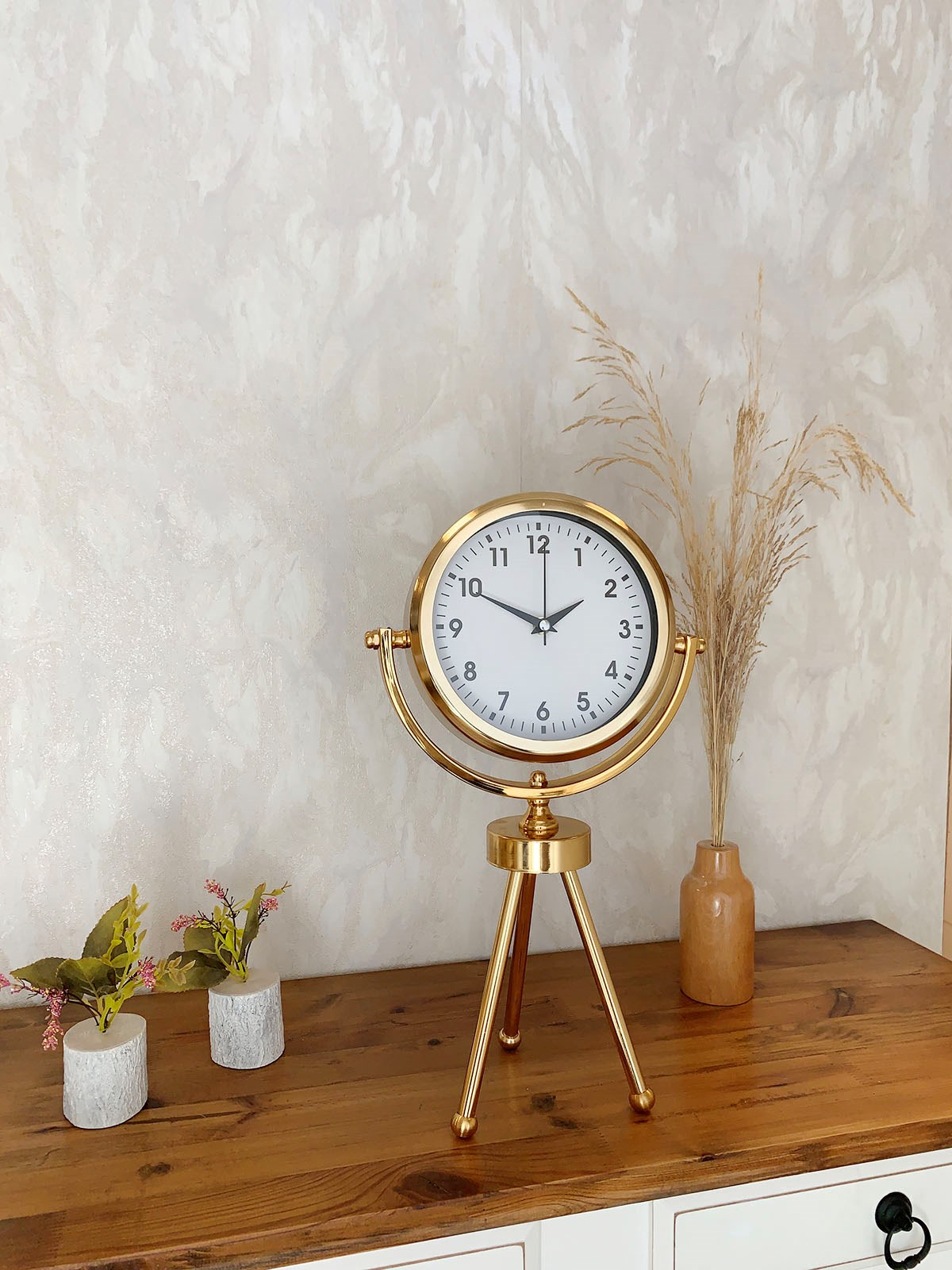 Gold Luxury Modern Üç Ayaklı Masa Saati