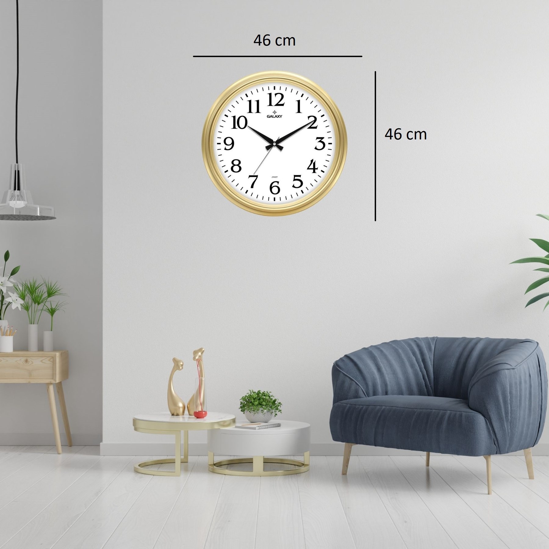 Gold 46 Cm Modern Duvar Saati