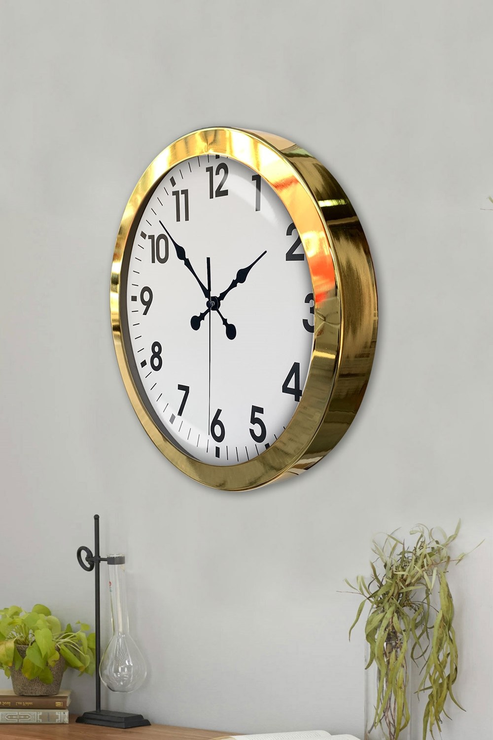 36 cm Gold Metal Standart Duvar Saati