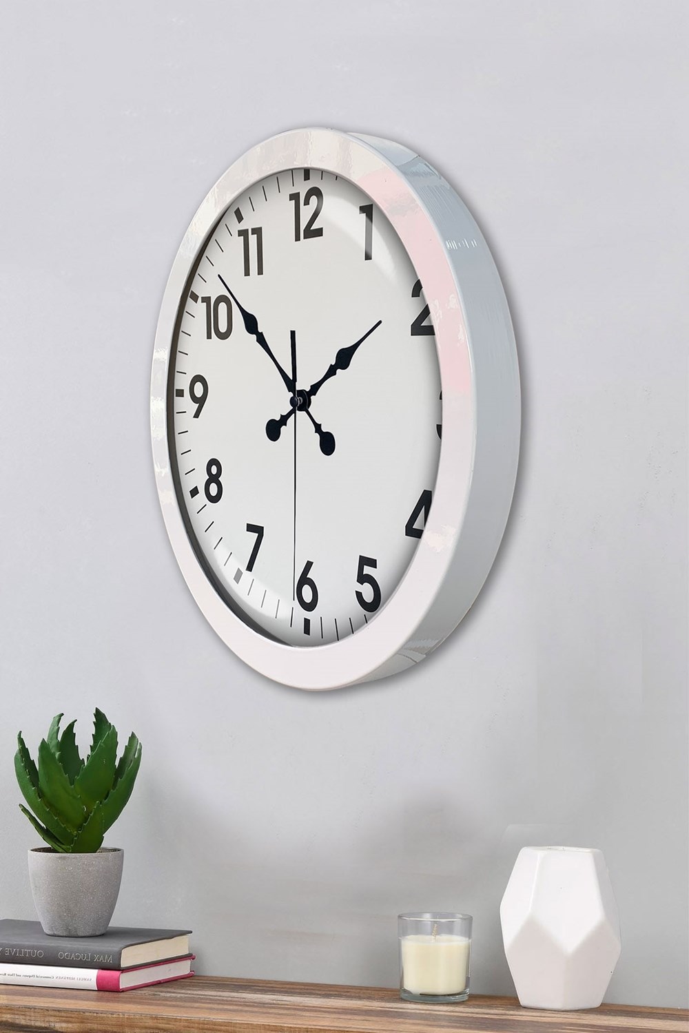 36 cm Beyaz Metal Standart Duvar Saati