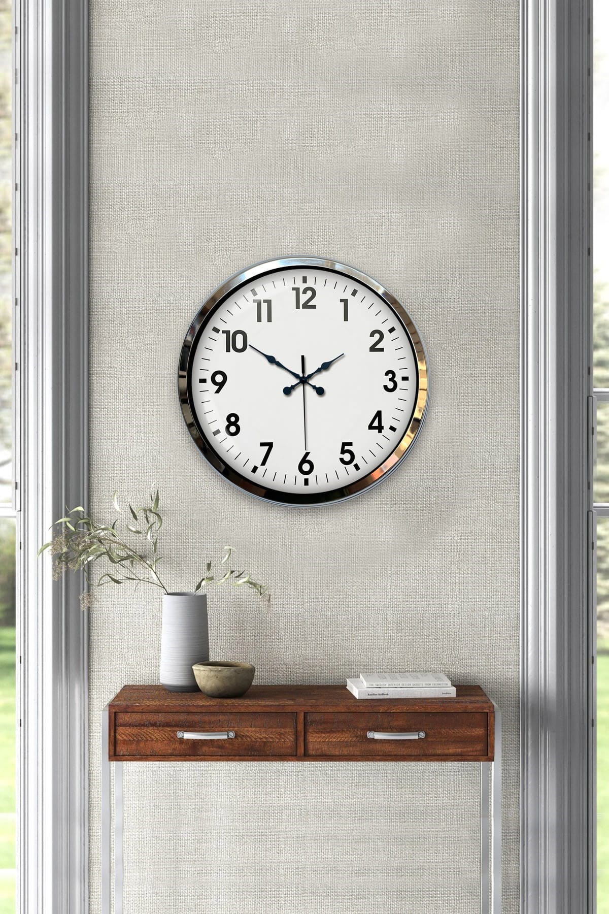 Krom Elegance 40 Cm Metal Standart Duvar Saati