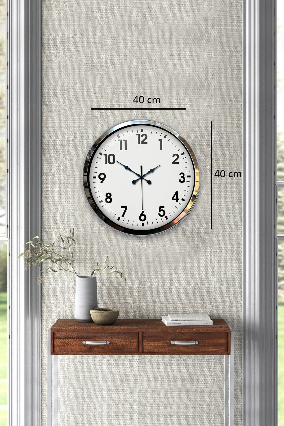 Krom Elegance 40 Cm Metal Standart Duvar Saati