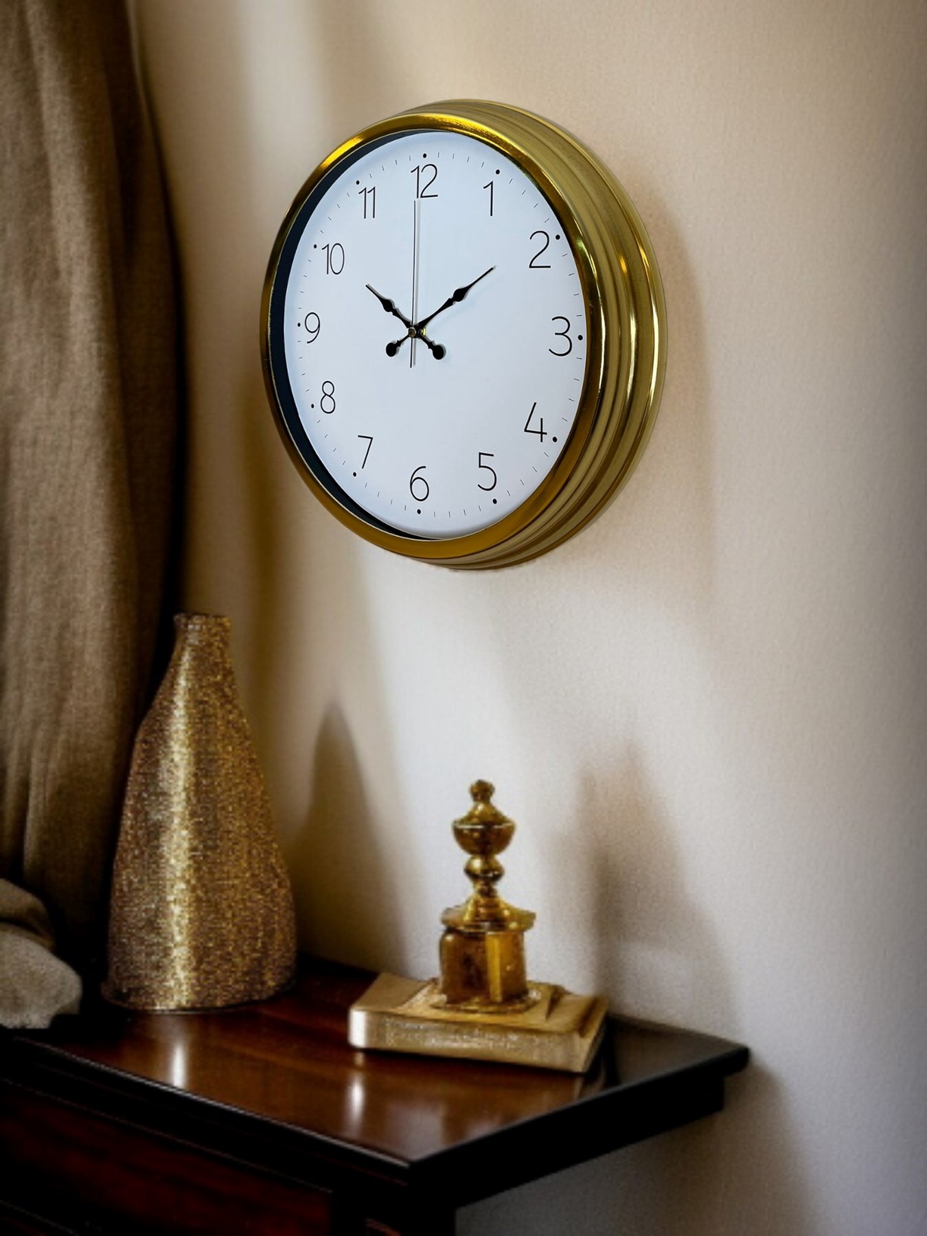 Elegance Gold 40 Cm Metal Dekoratif Tasarım Duvar Saati