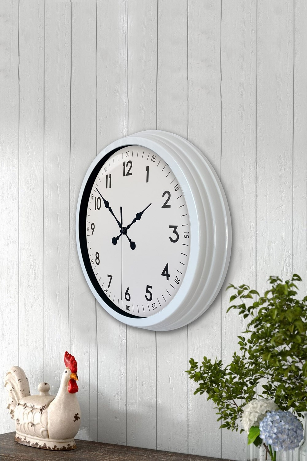 40 cm Beyaz Metal Standart Duvar Saati