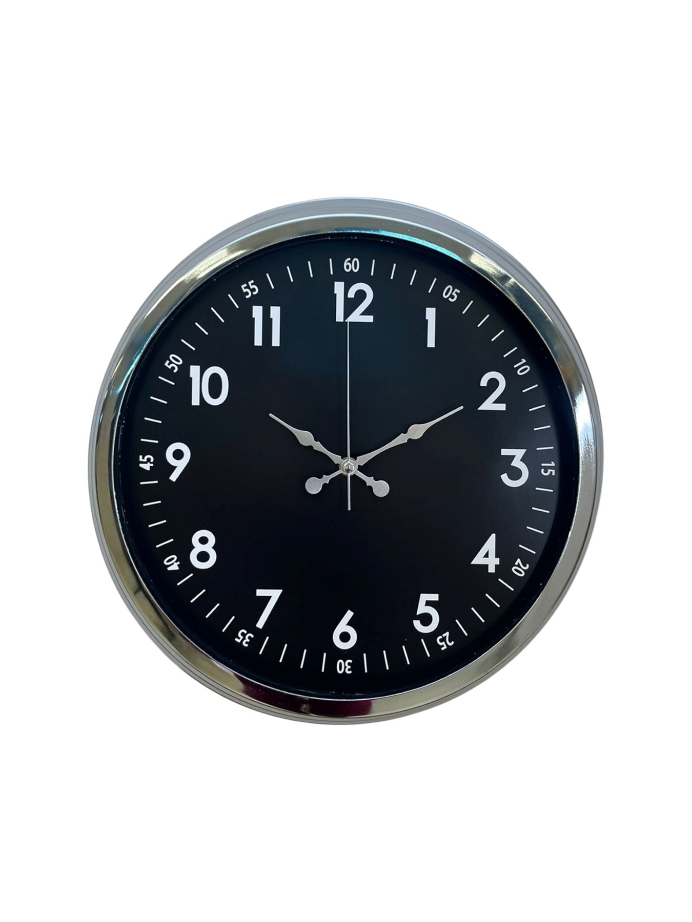 Klasik 40 Cm Krom Şık Metal Duvar Saati