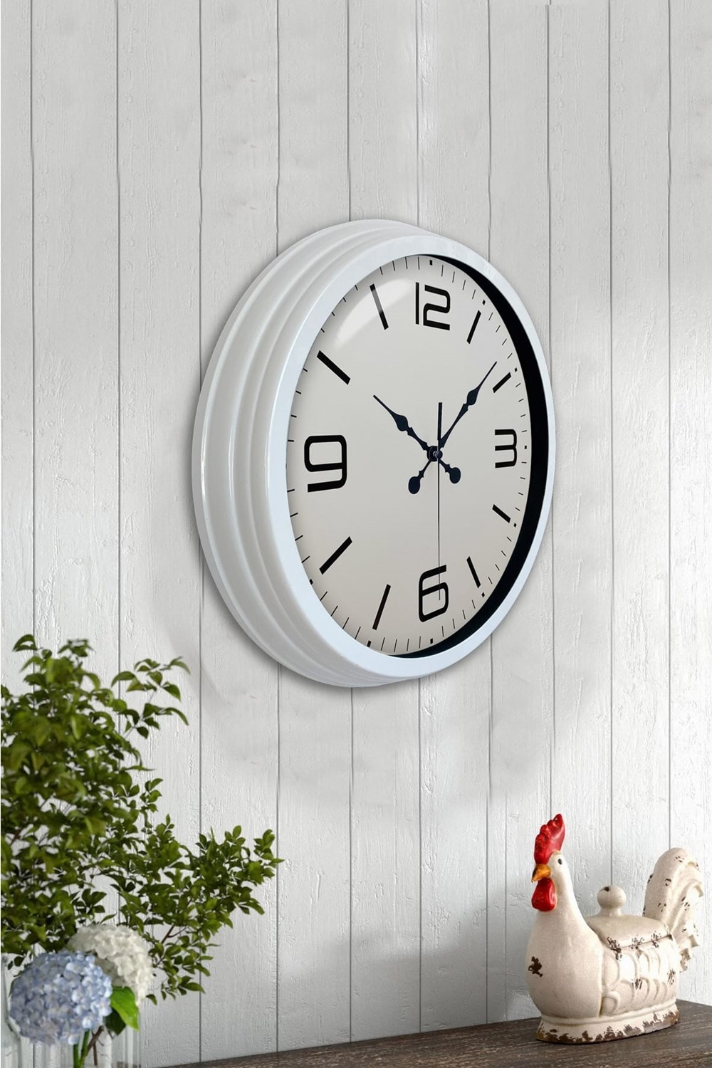 40 cm Beyaz Metal Modern Duvar Saati