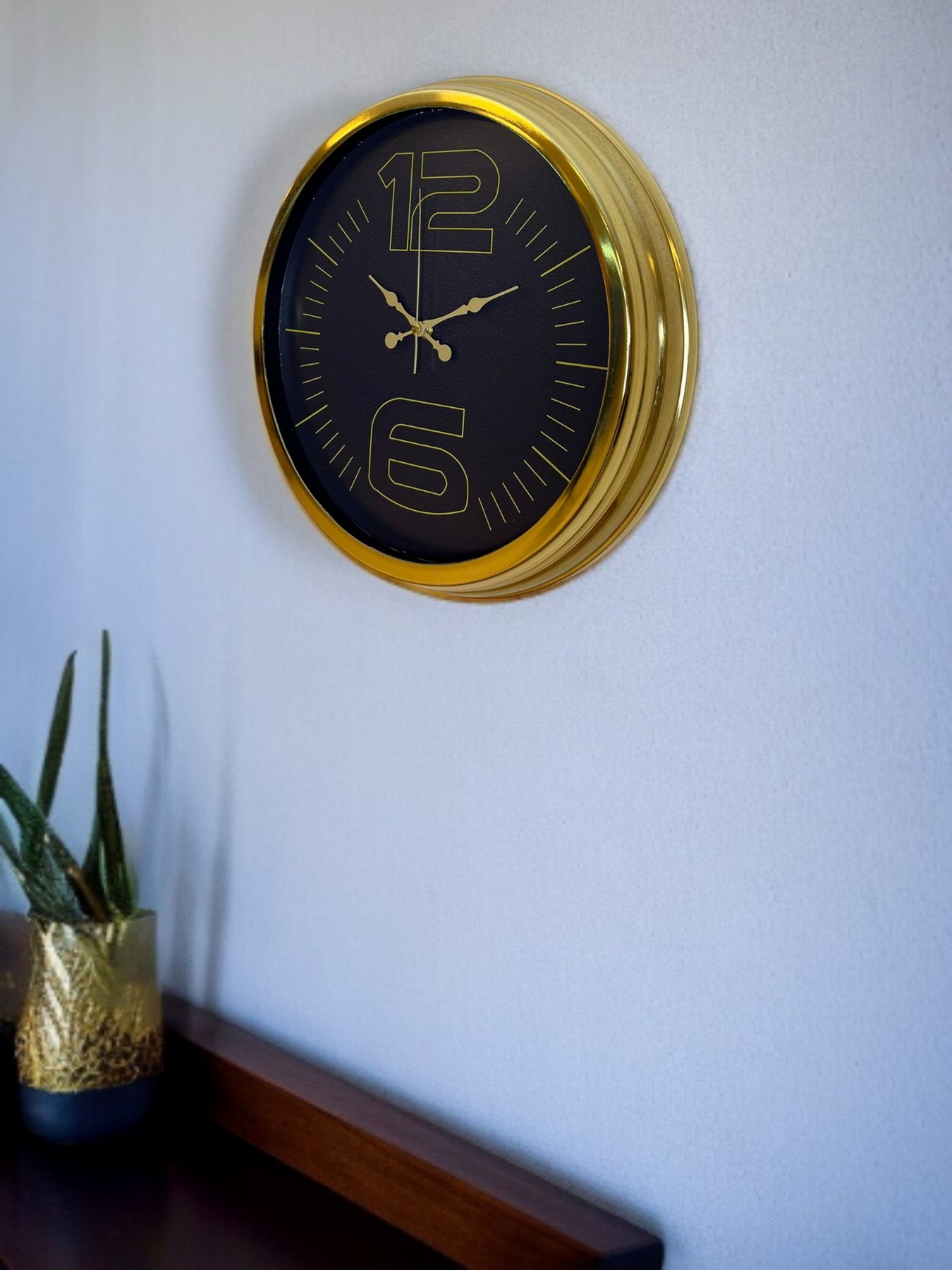 Elite Luxury Gold 40 Cm Metal Duvar Saati