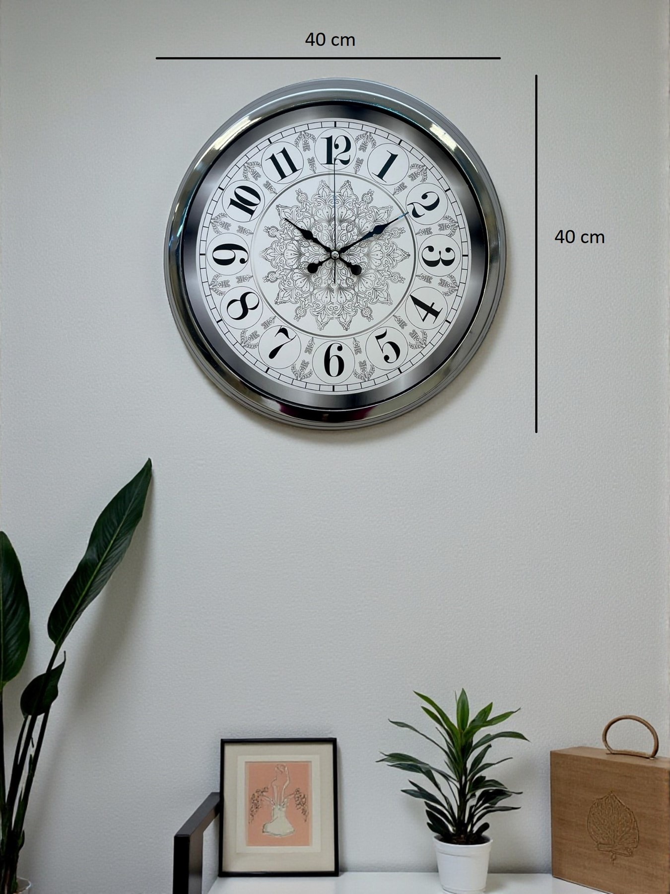 Asil Motif Krom 40 Cm Metal Duvar Saati