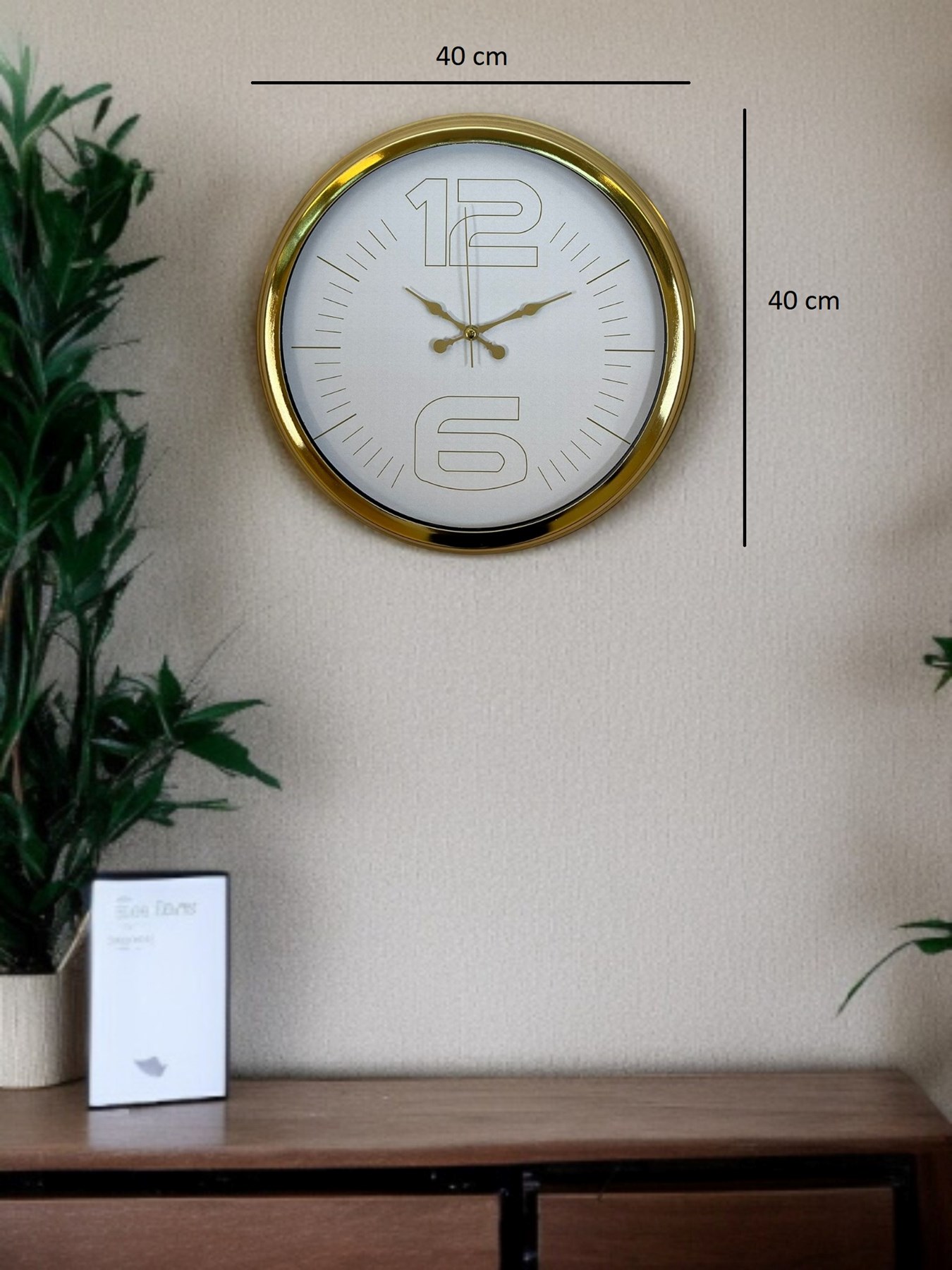 Elegant White Gold 40 Cm Metal Duvar Saati