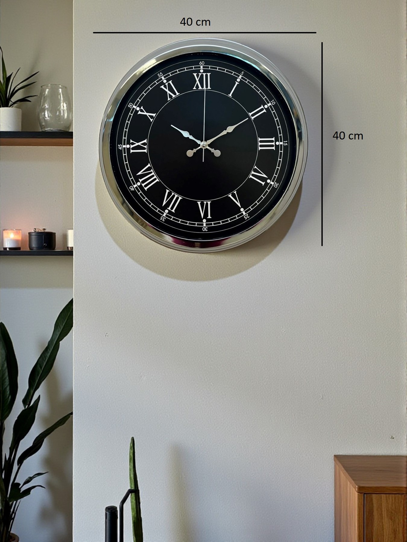 Elegance 40 Cm Metal Krom Duvar Saati