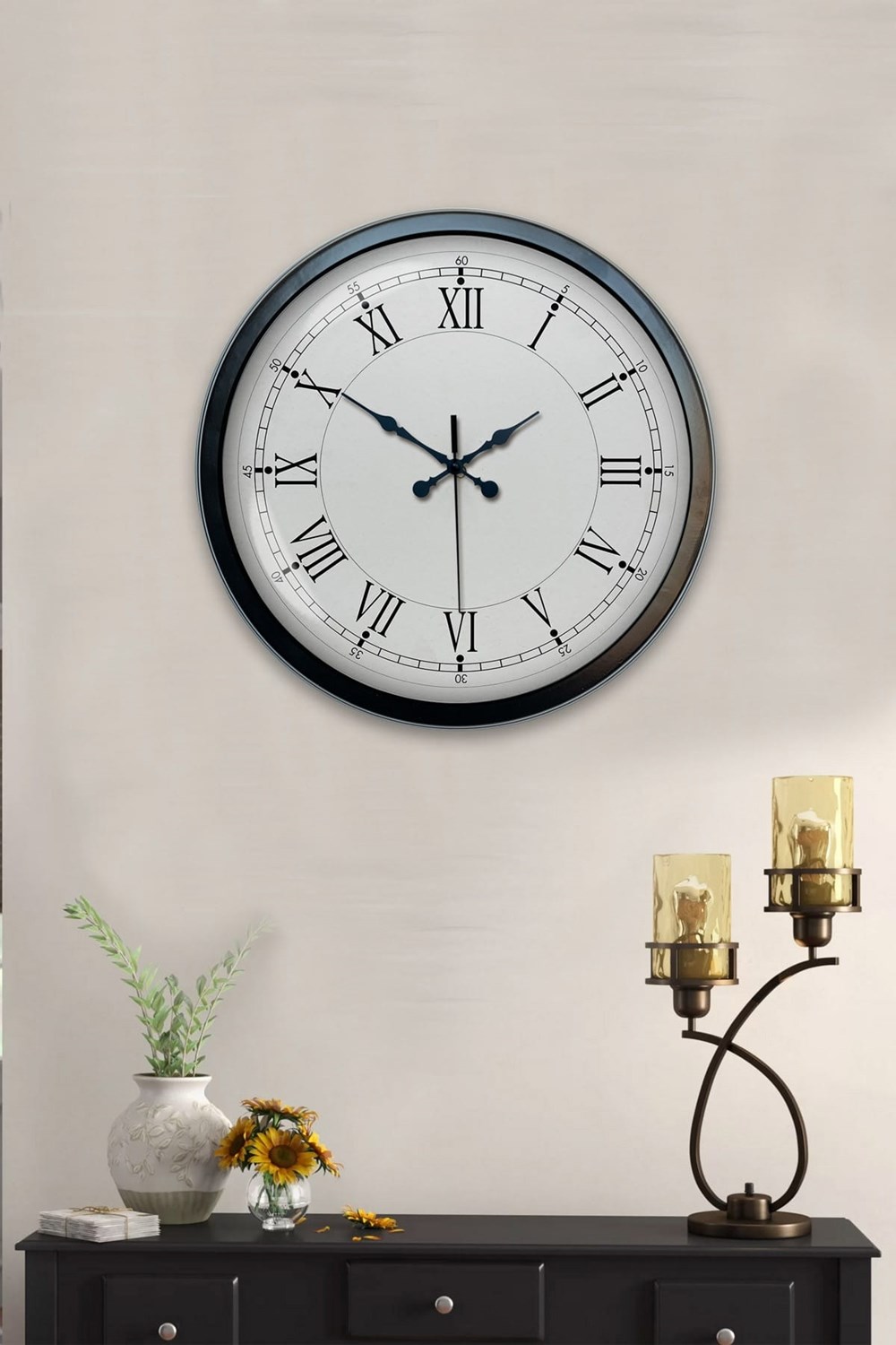40 cm Siyah Metal Retro Duvar Saati