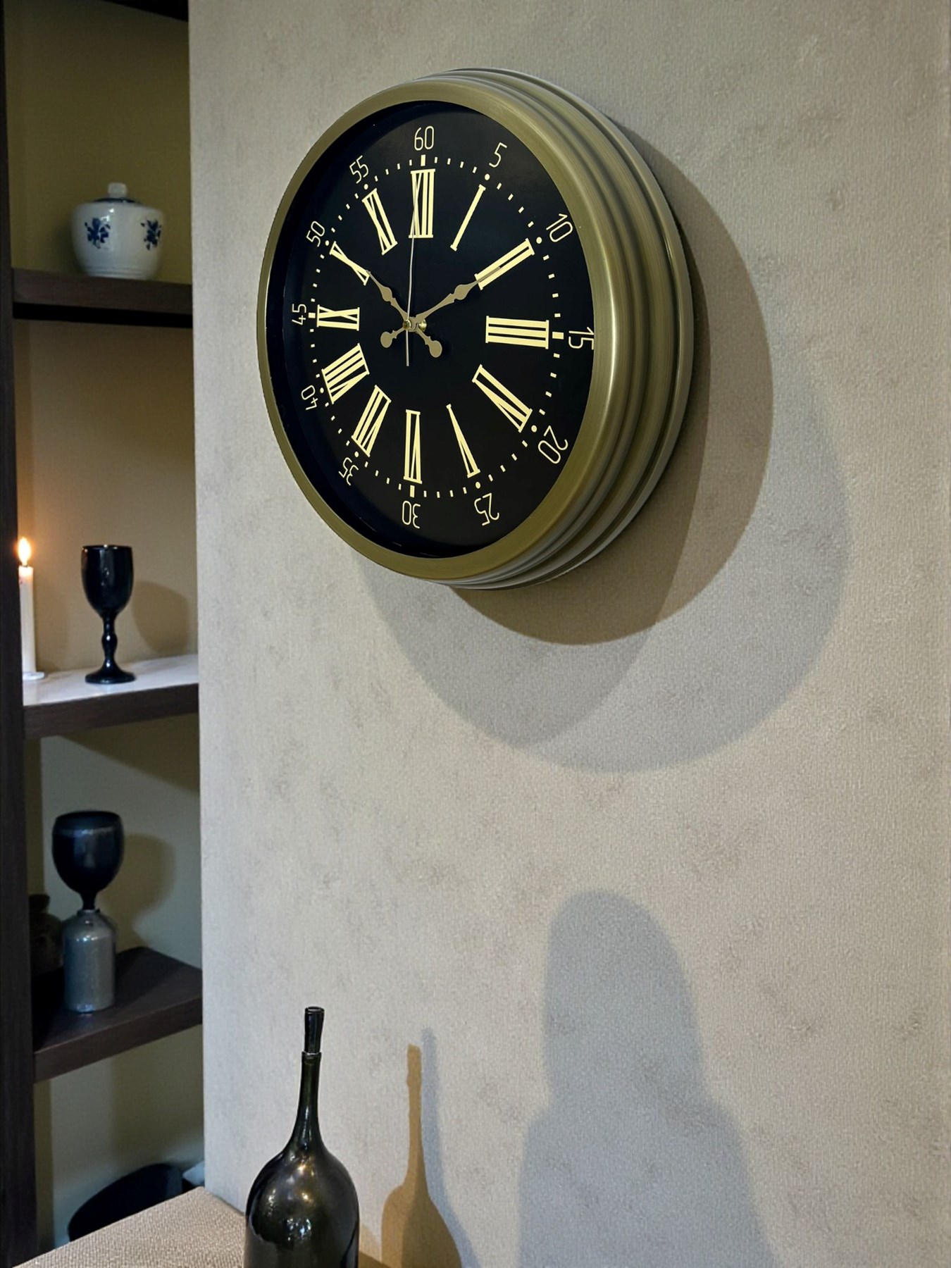 40 Cm Metal Antik Roma Eskitme Duvar Saati