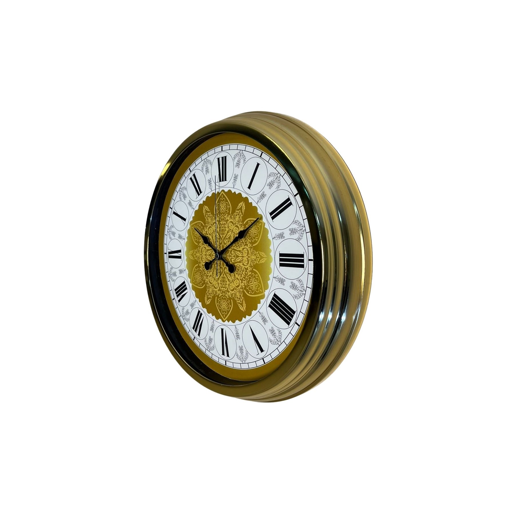 Gold Motifli 40 Cm Metal Duvar Saati
