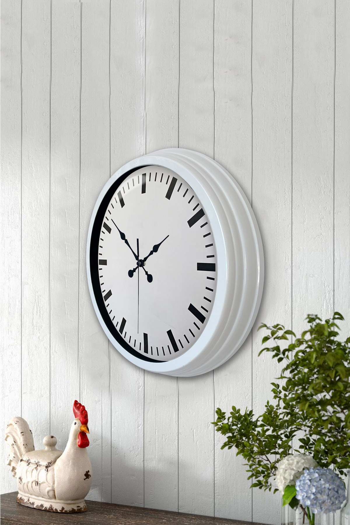 40 Cm Metal  Beyaz Modern Duvar Saati