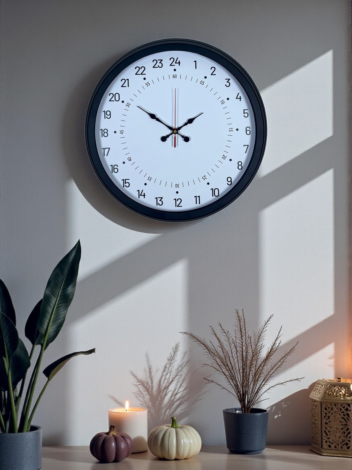 Siyah 40 Cm Metal 24 Saat Göstergeli Özel Tasarım Duvar Saati
