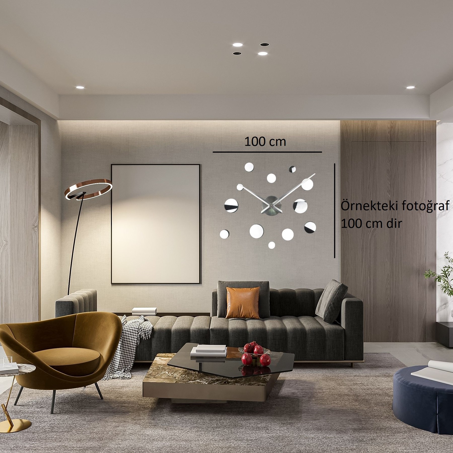 3D Aynalı Yuvarlak Dekoratif Kendin Yap DIY Duvar Saati